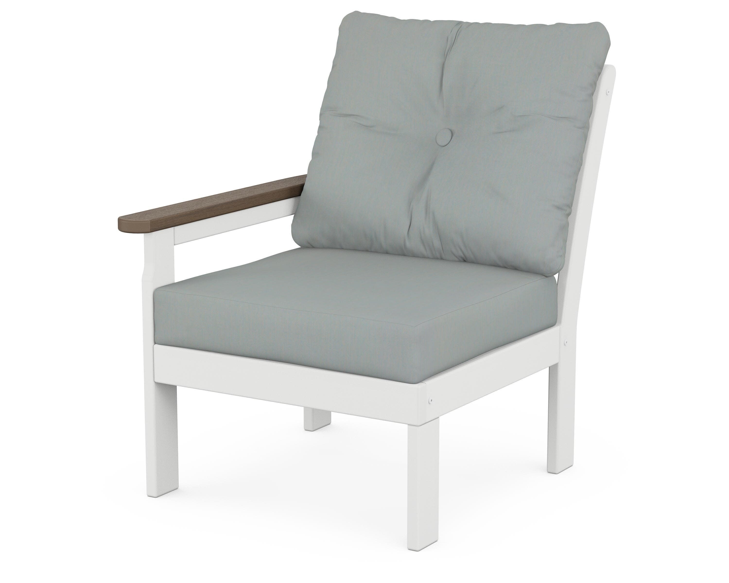 Vineyard Modular Left Arm Chair in White / Kona / Spa