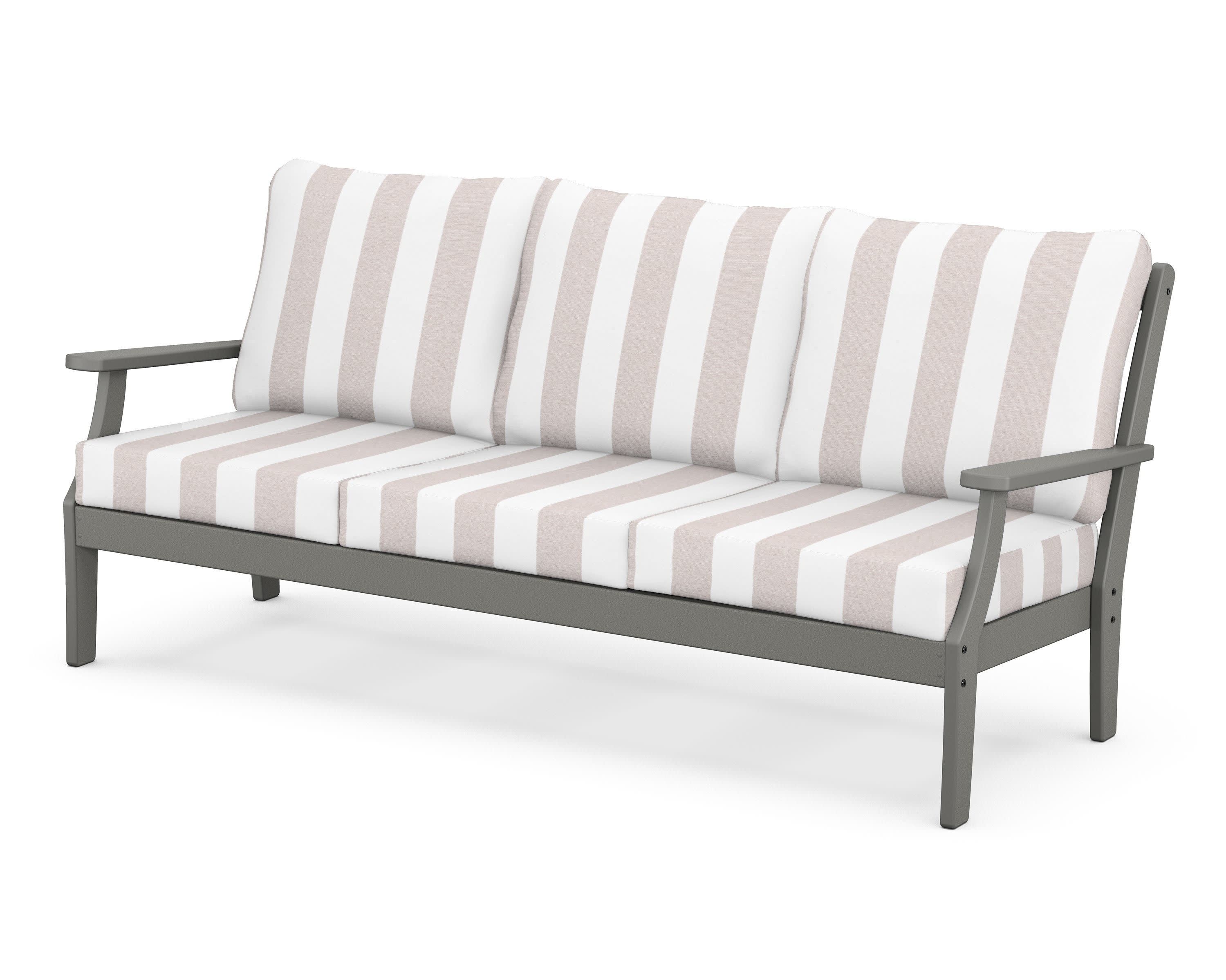 Braxton Deep Seating Sofa in Slate Grey / Cabana Stripe Dune Burlap
