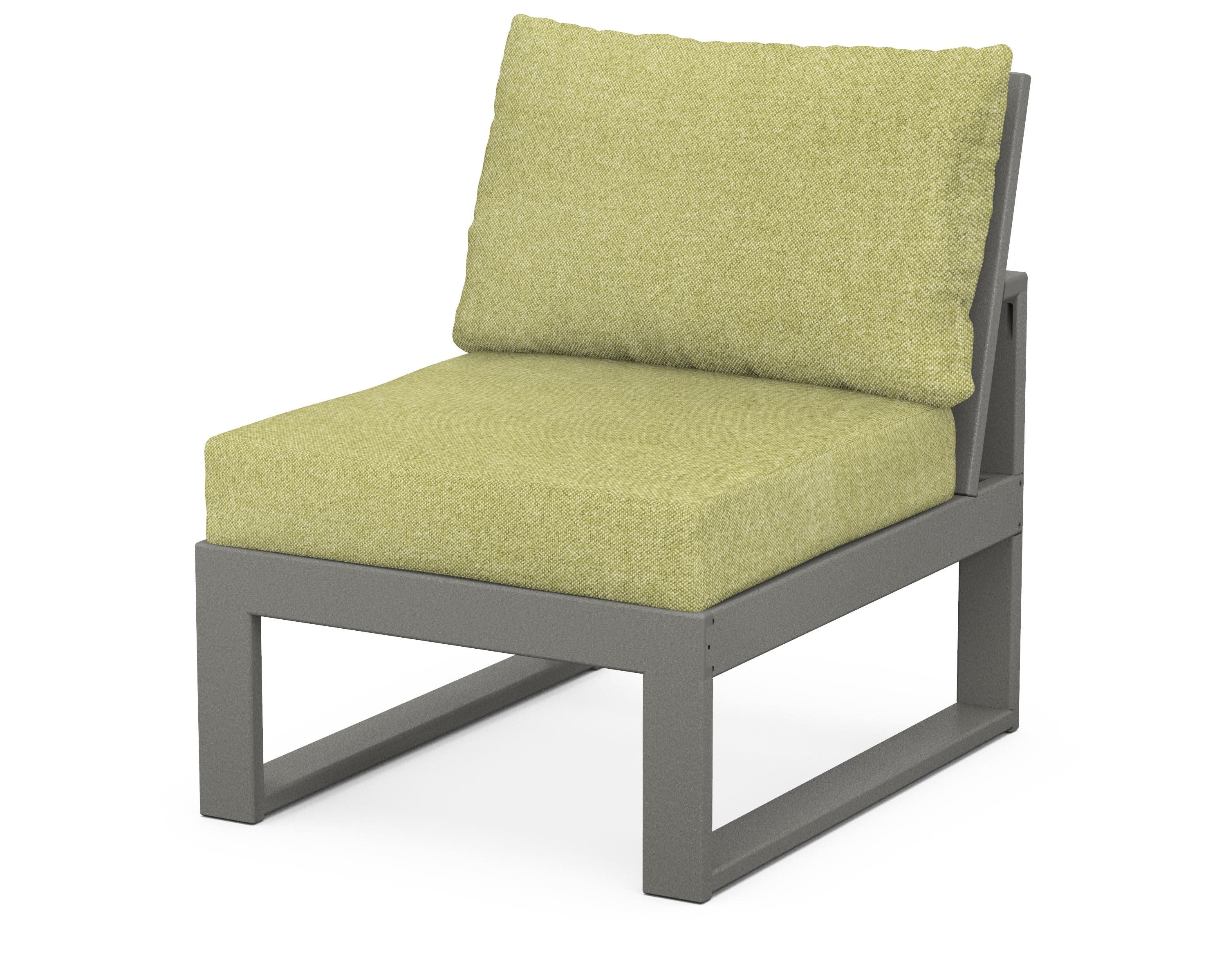 Modular Armless Chair in Slate Grey / Chartreuse Boucle