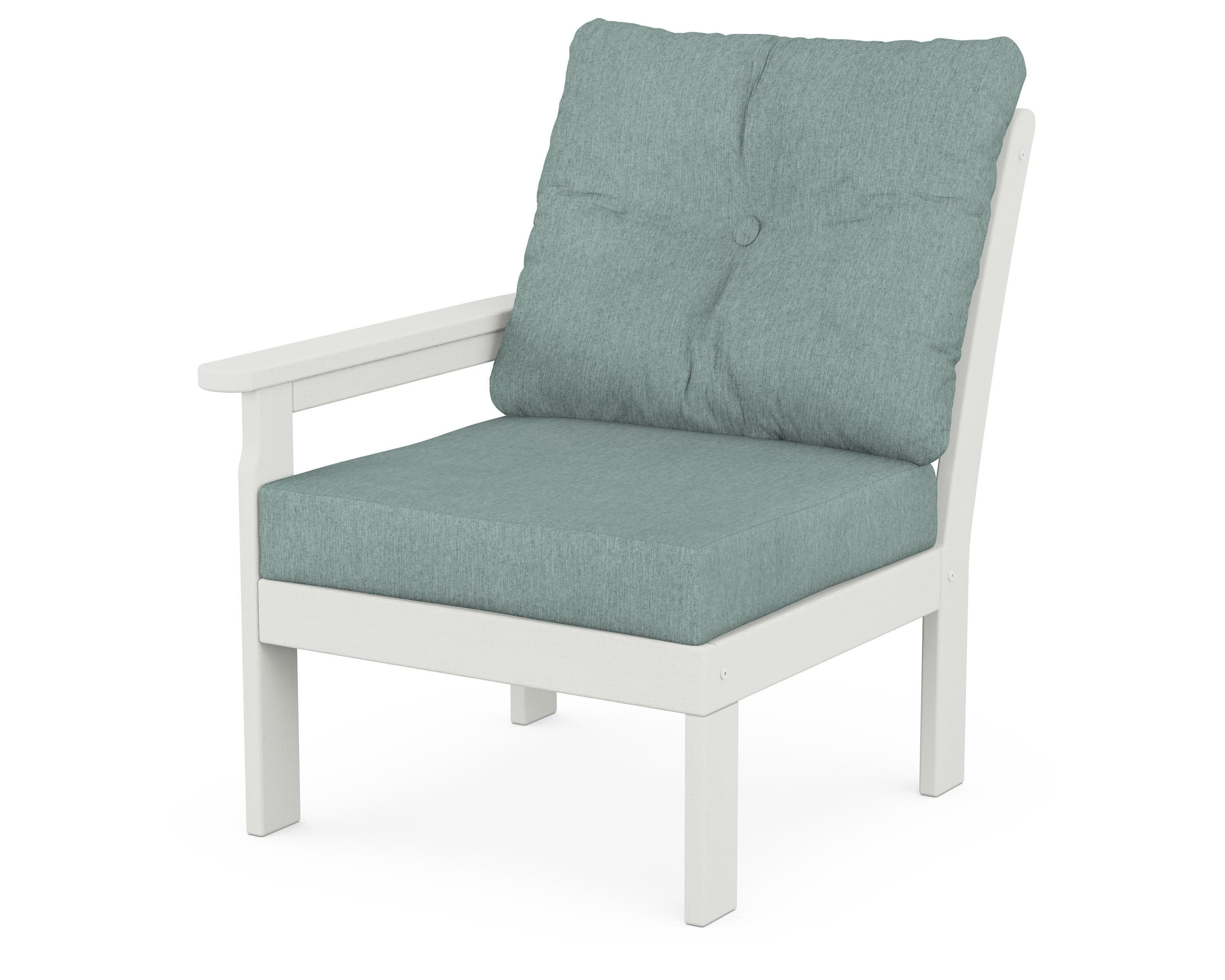 Vineyard Modular Left Arm Chair in Vintage White / Glacier Spa