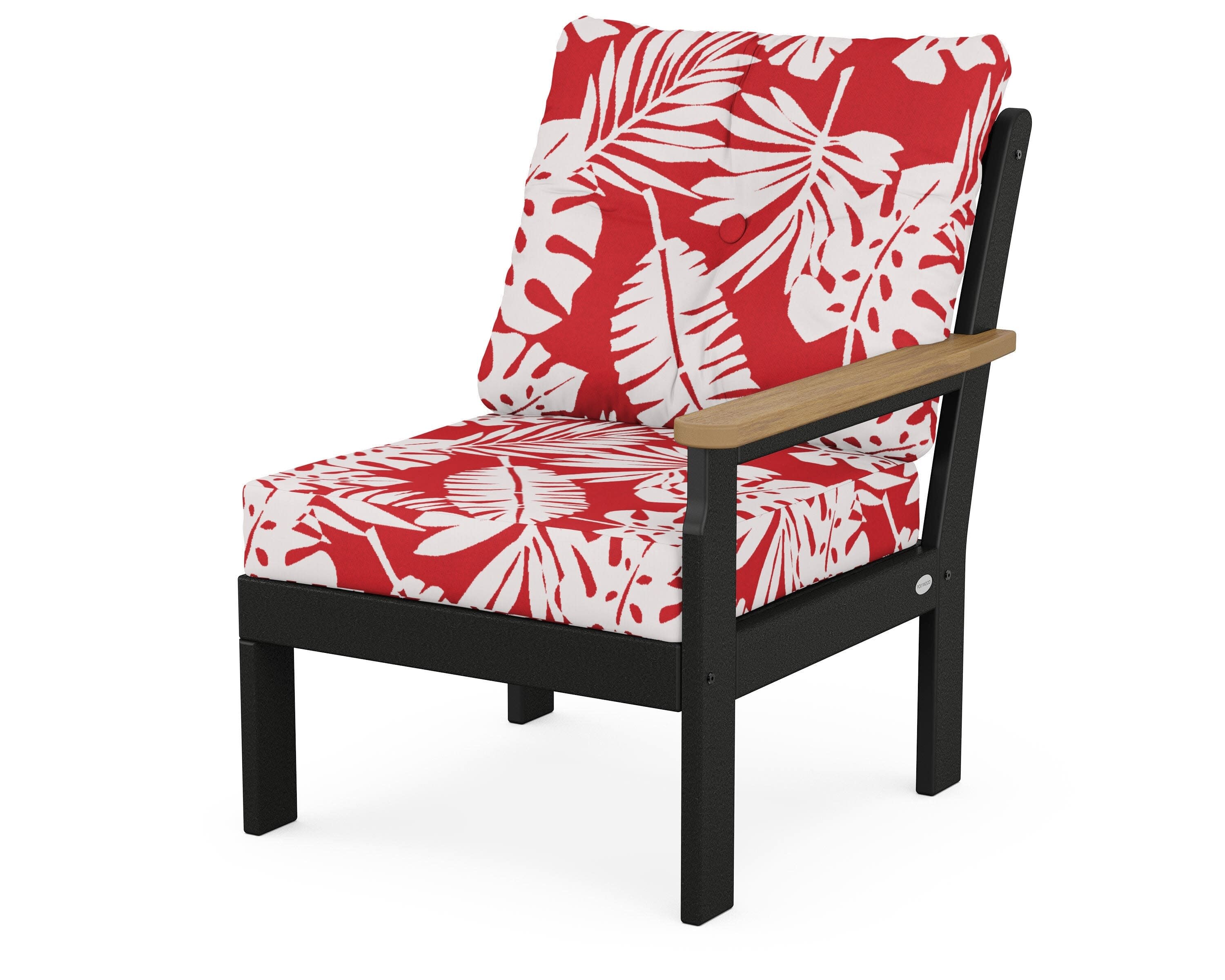 Vineyard Modular Right Arm Chair in Black / Natural / Leaf Crimson