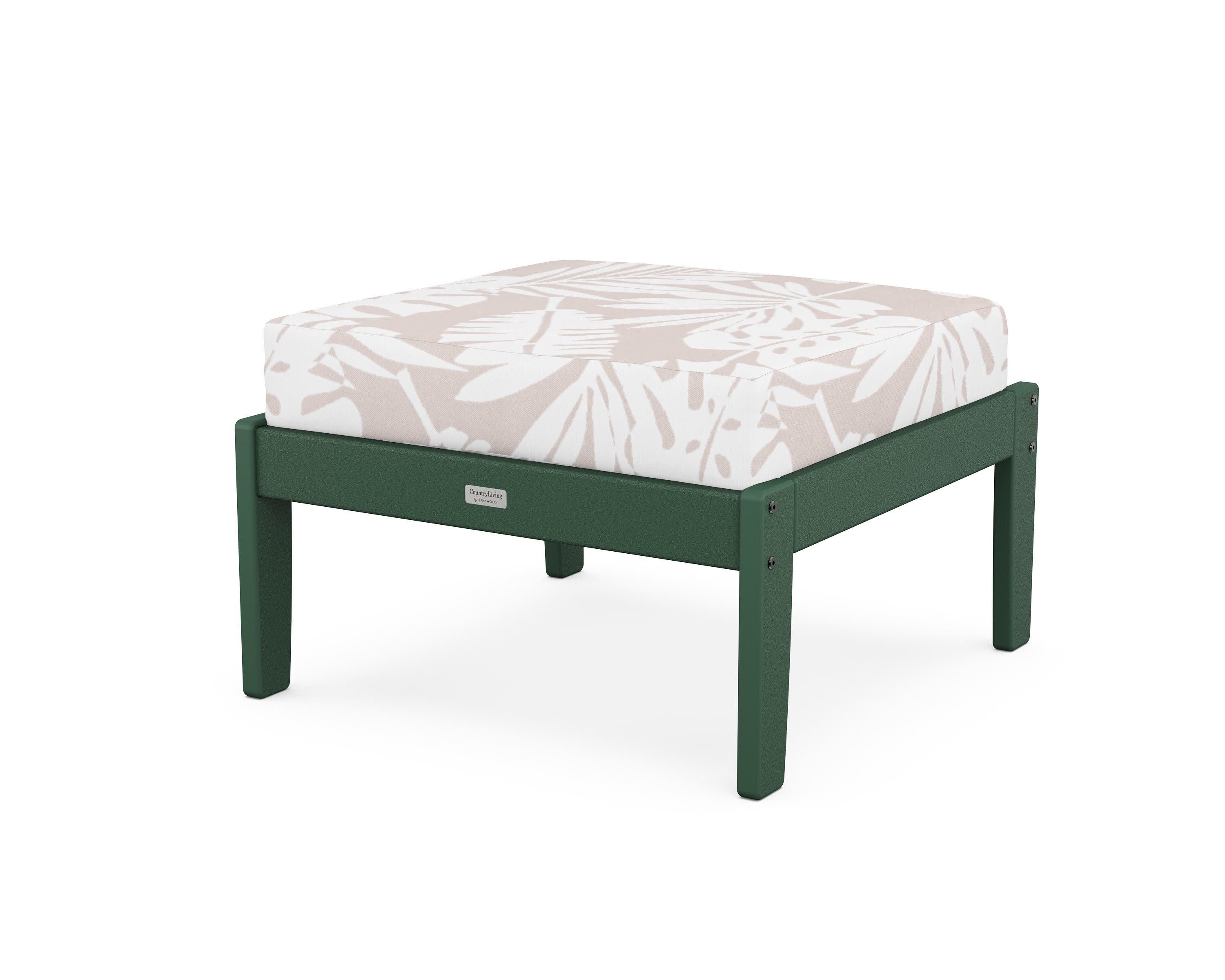 Cottage Deep Seating Ottoman in Green / Leaf Dune Burlap