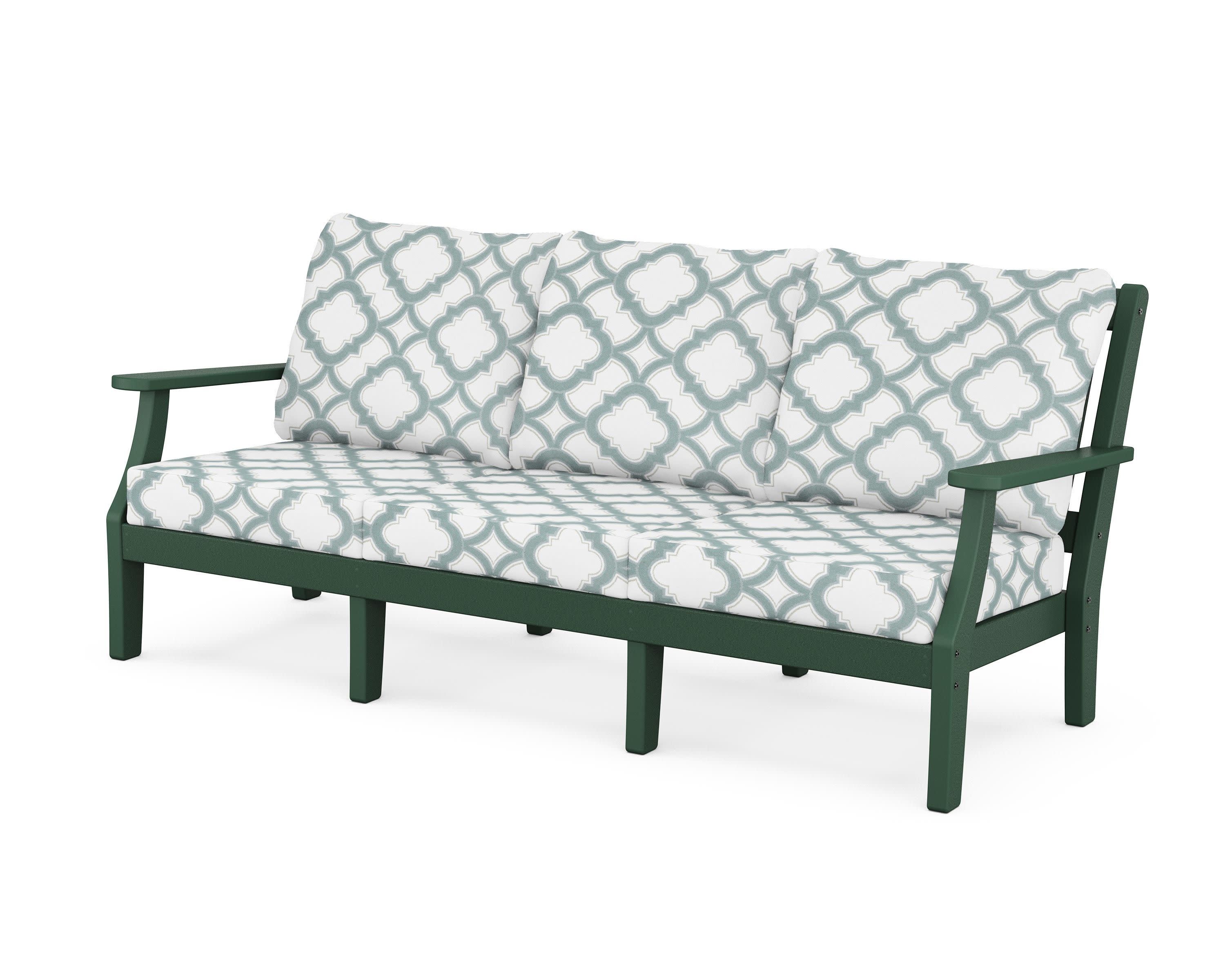 Chinoiserie Deep Seating Sofa in Green / Trellis Glacier Spa