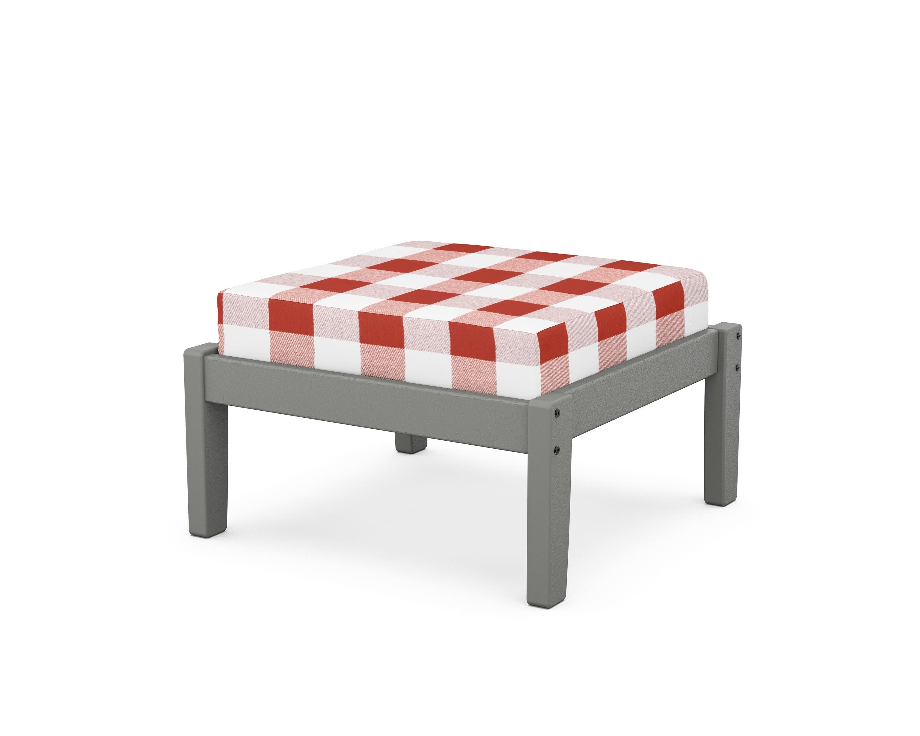 Deep Seating Ottoman in Slate Grey / Buffalo Plaid Crimson