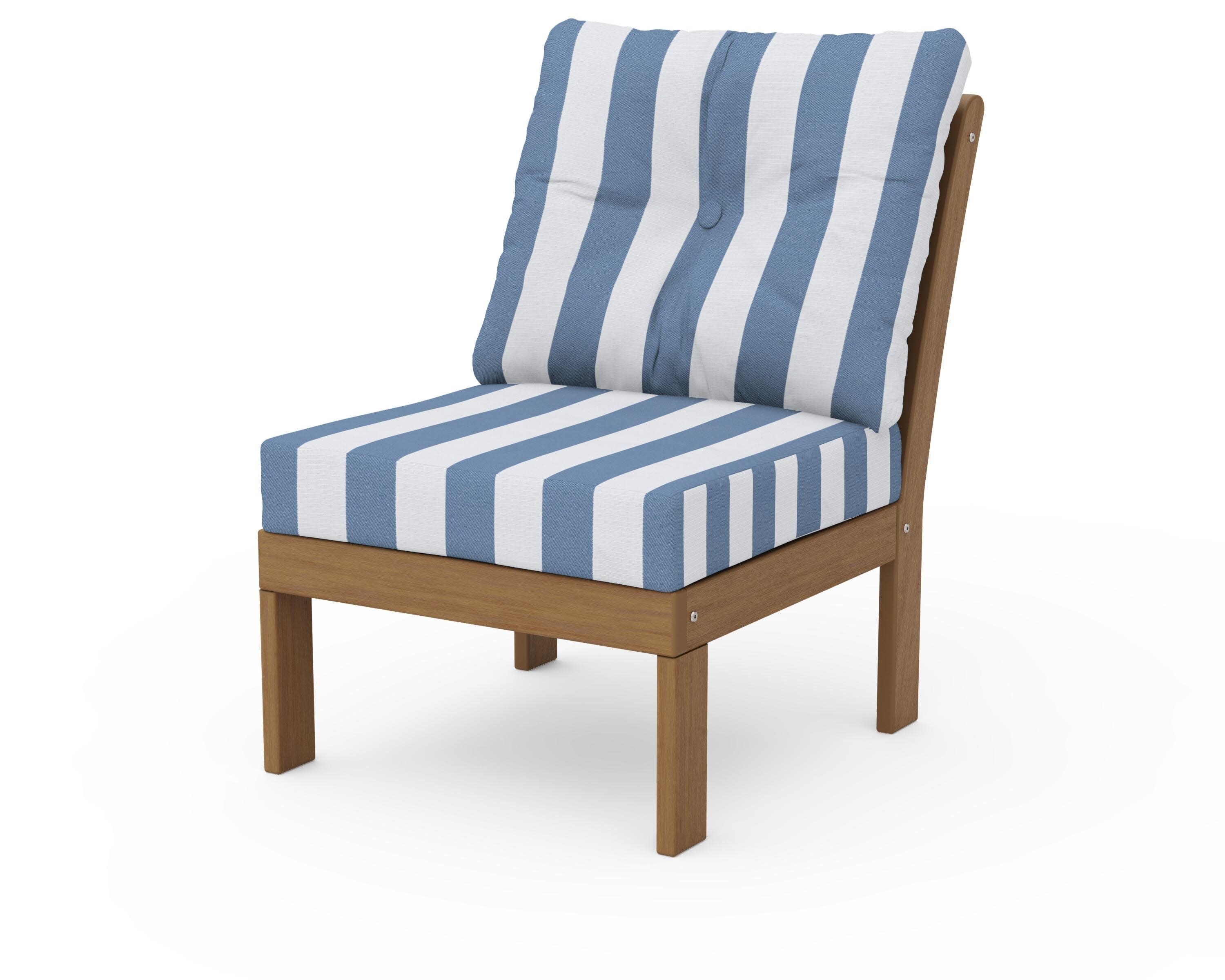 Vineyard Modular Armless Chair in Natural / Cabana Stripe Sky Blue