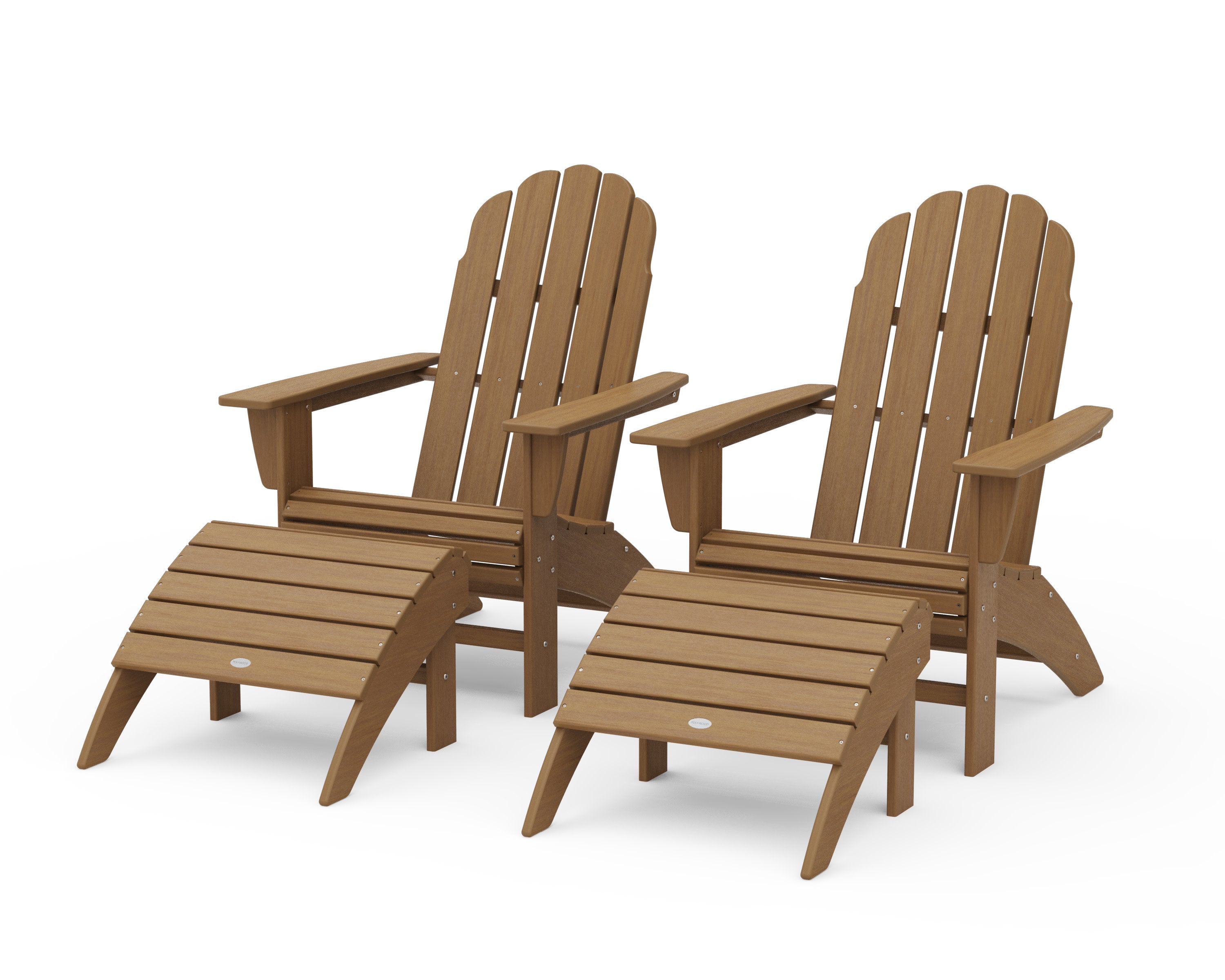 Vineyard Curveback Adirondack Chair 4-Piece Set with Ottomans in Natural