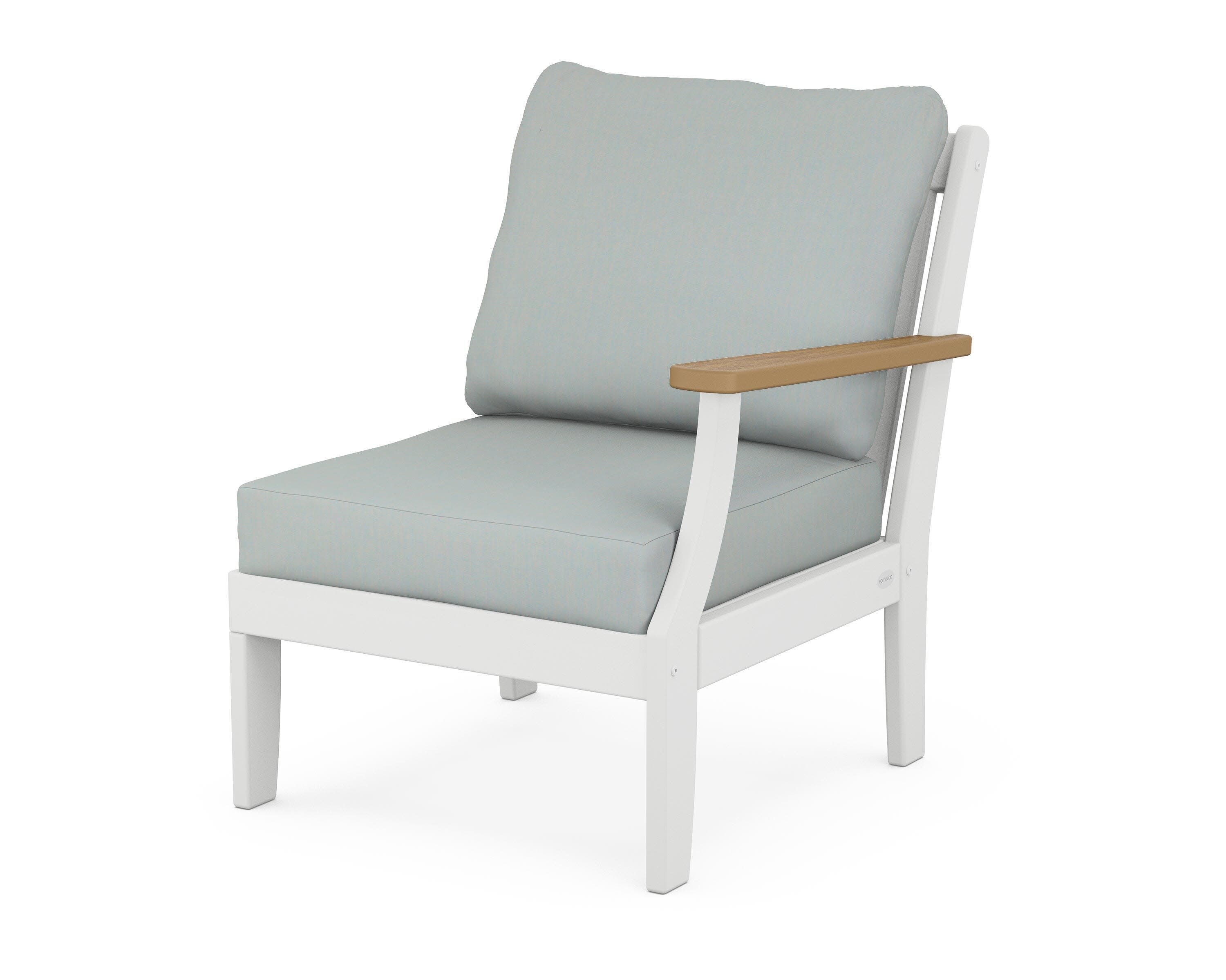 Braxton Modular Right Arm Chair in White / Natural / Spa
