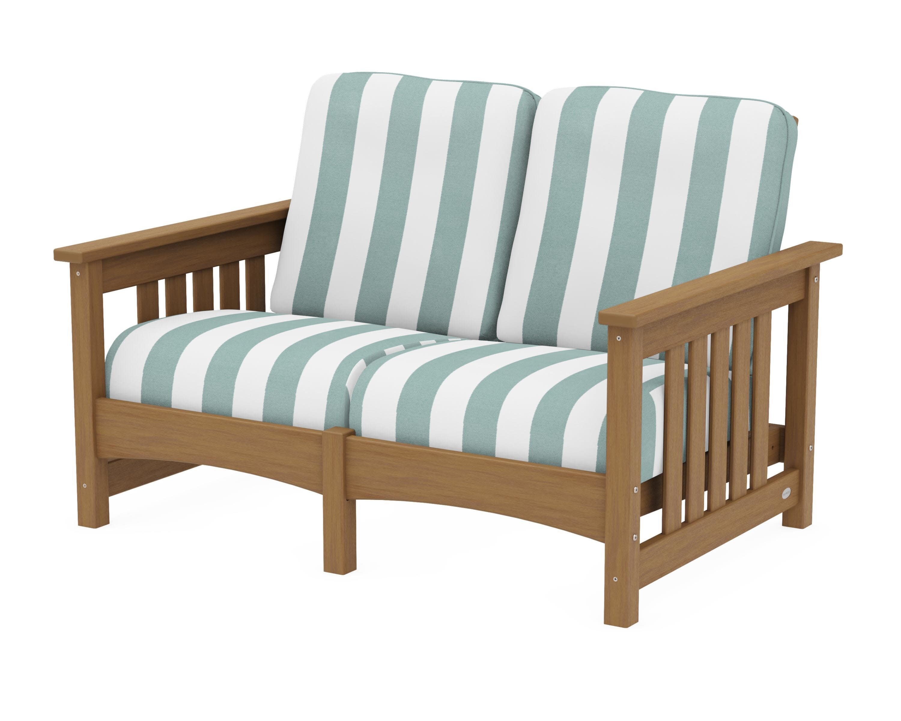 Club Mission Loveseat in Natural / Cabana Stripe Glacier Spa