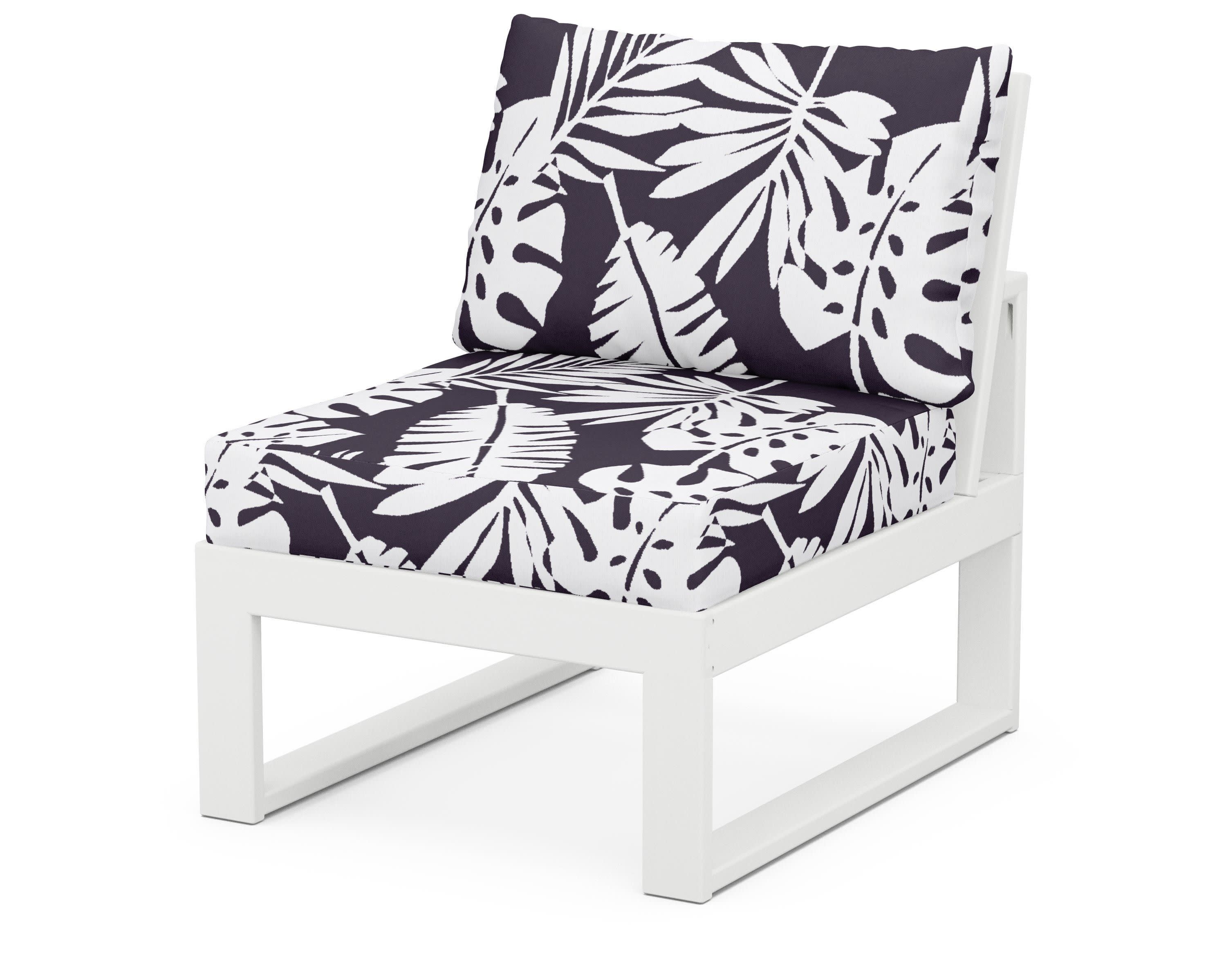 Modular Armless Chair in White / Leaf Navy