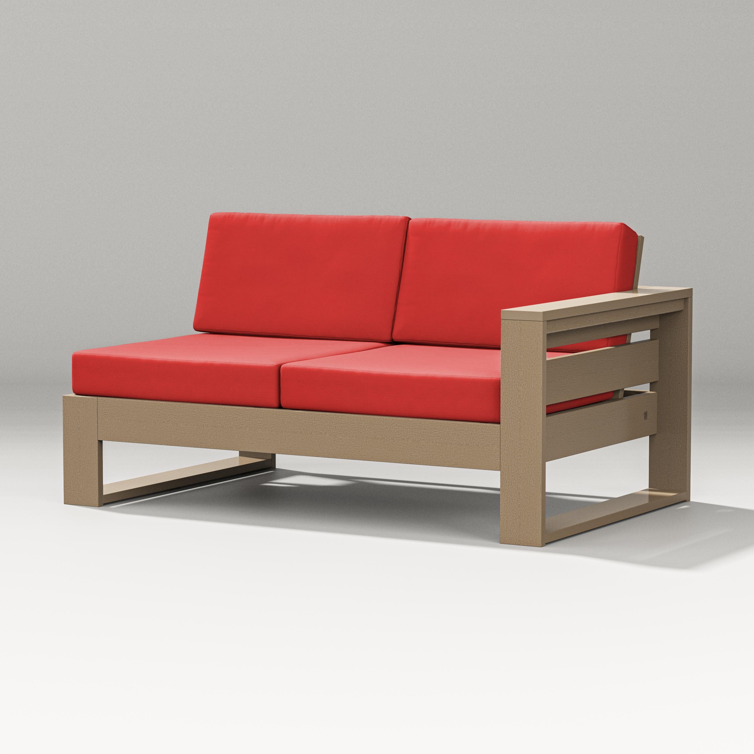 Latitude Modular Right Arm Loveseat in Vintage Sahara / Crimson Linen