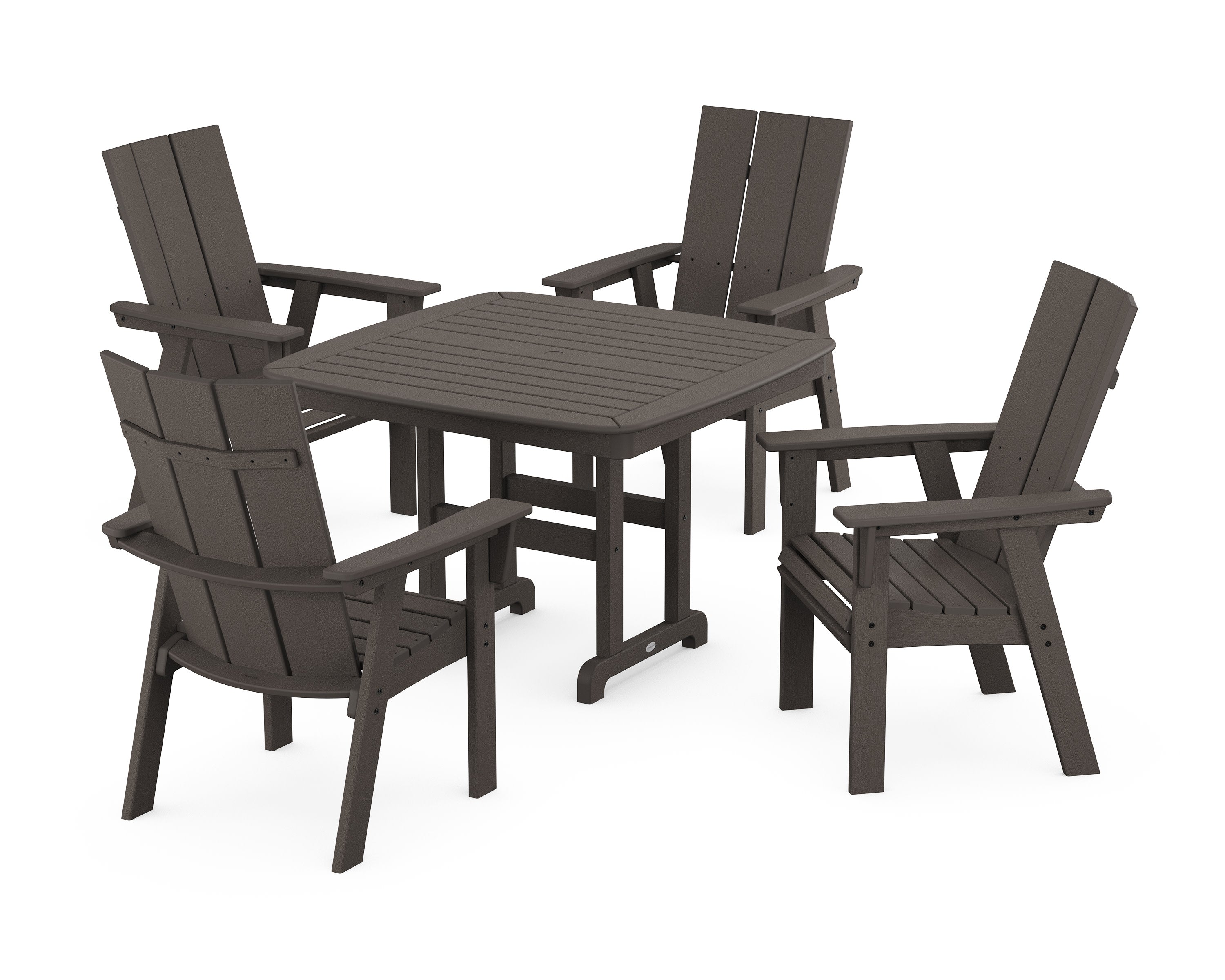 Modern Curveback Adirondack 5-Piece Dining Set in Vintage Coffee