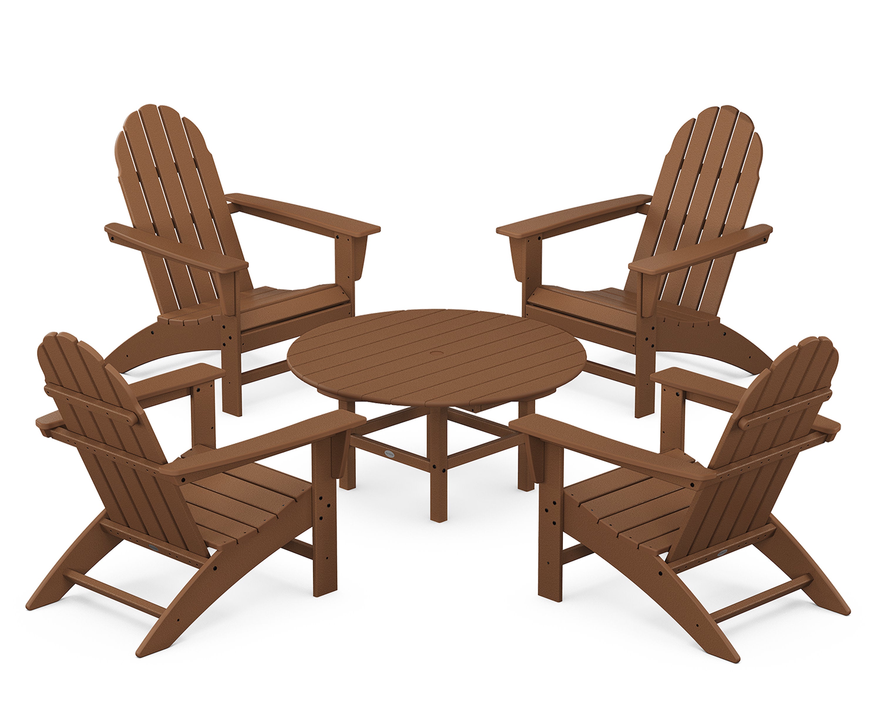 Vineyard 5-Piece Adirondack Chair Conversation Set in Teak