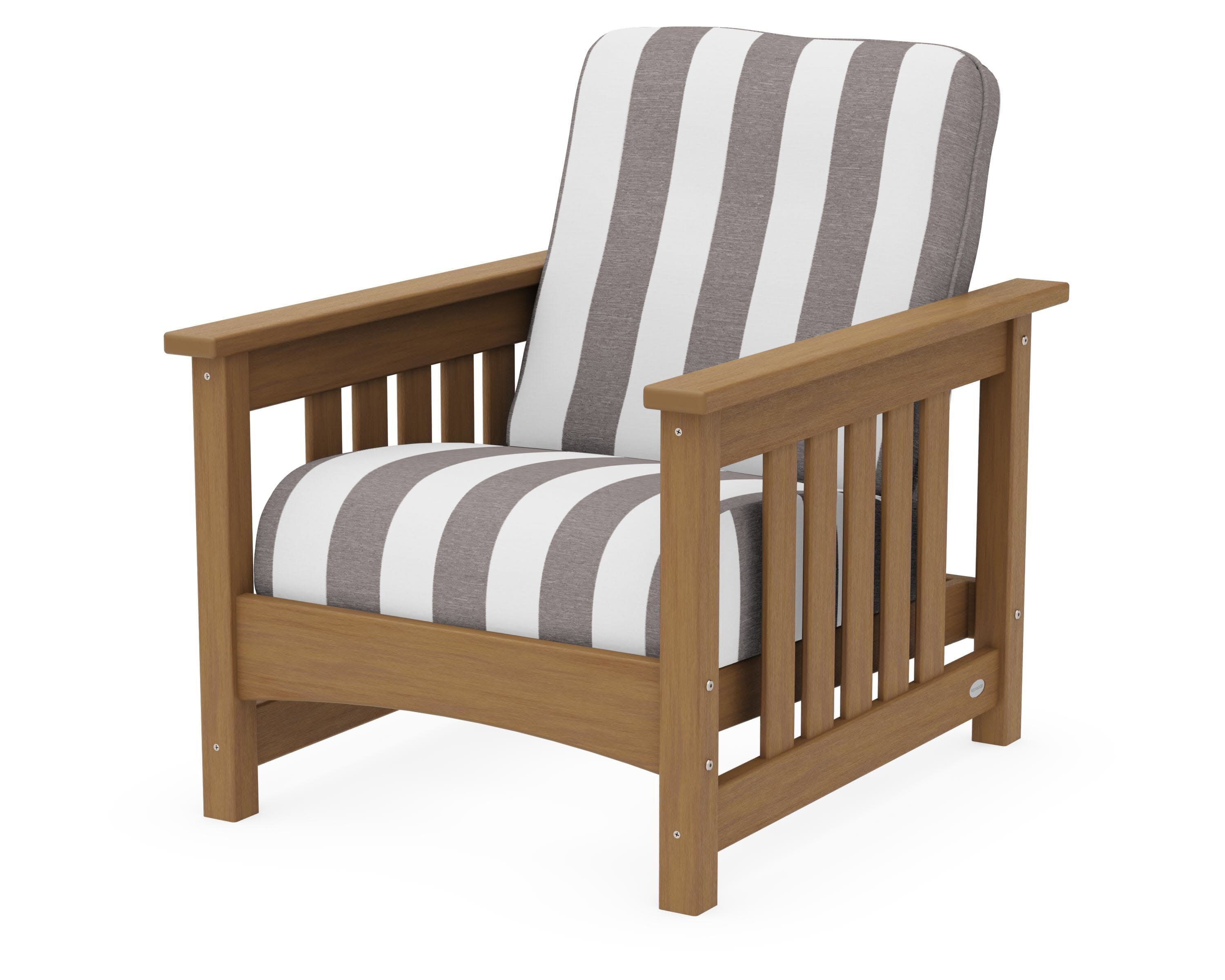 Club Mission Chair in Natural / Cabana Stripe Grey Mist