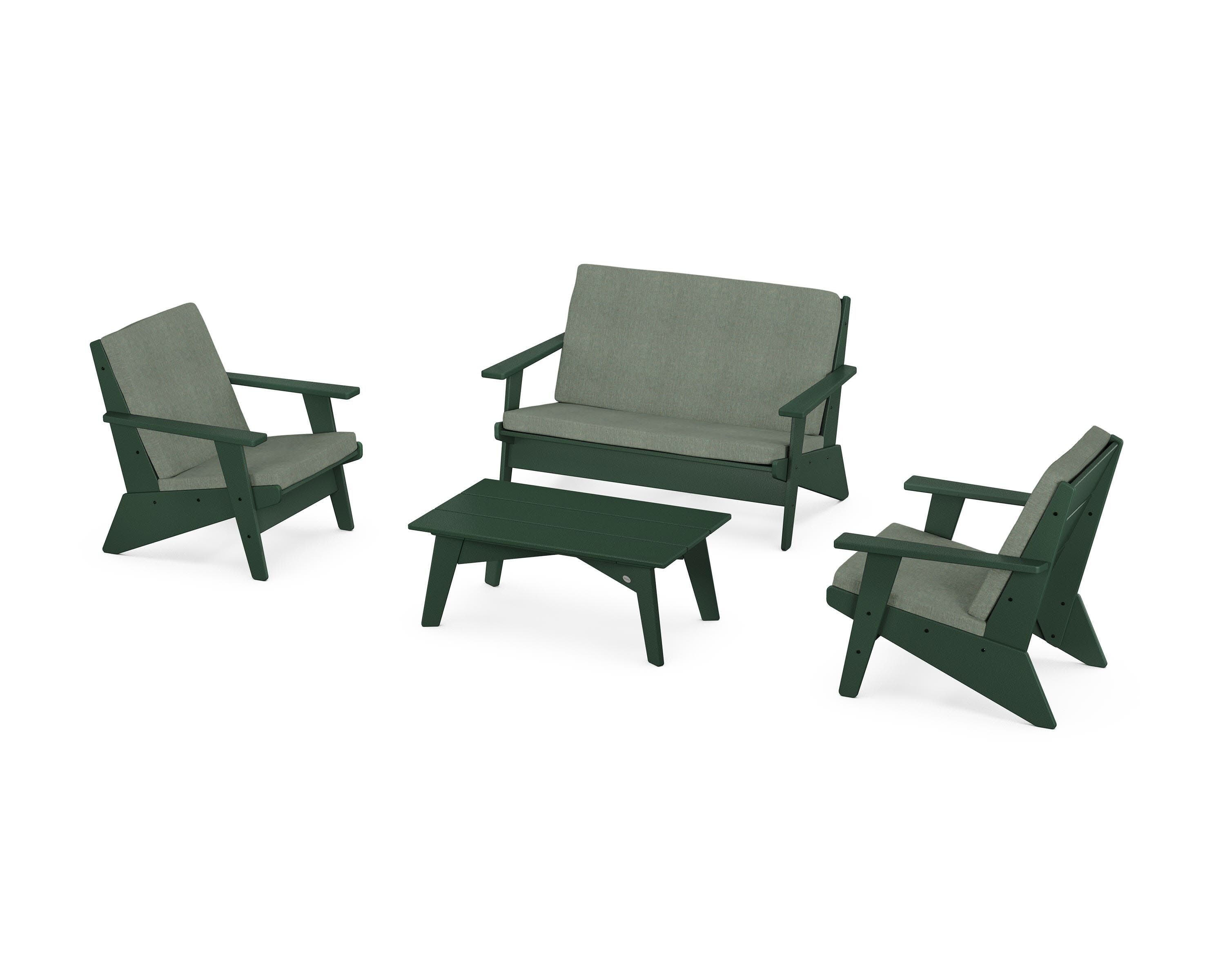 Riviera Modern Lounge 4-Piece Set in Green / Cast Sage