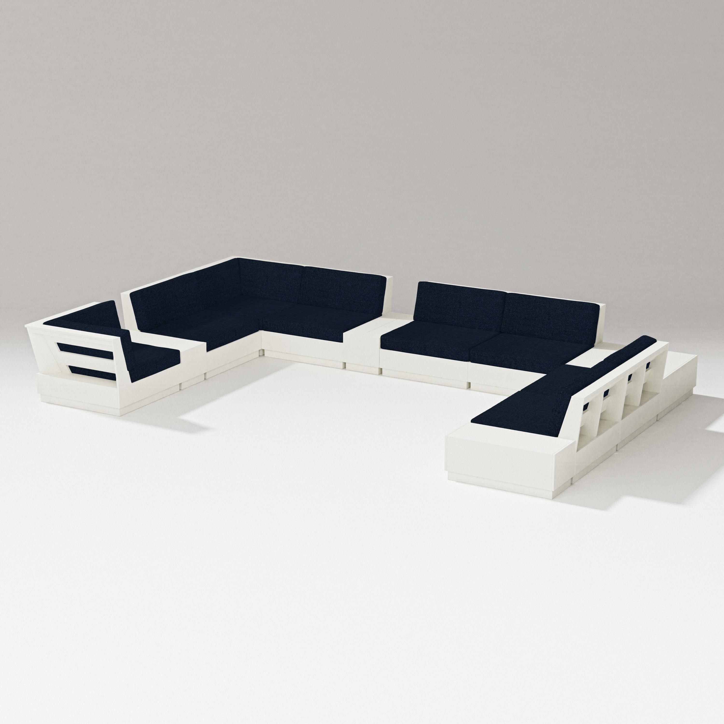 Elevate 12-Piece Conversation Sectional Set in Vintage White / Marine Indigo