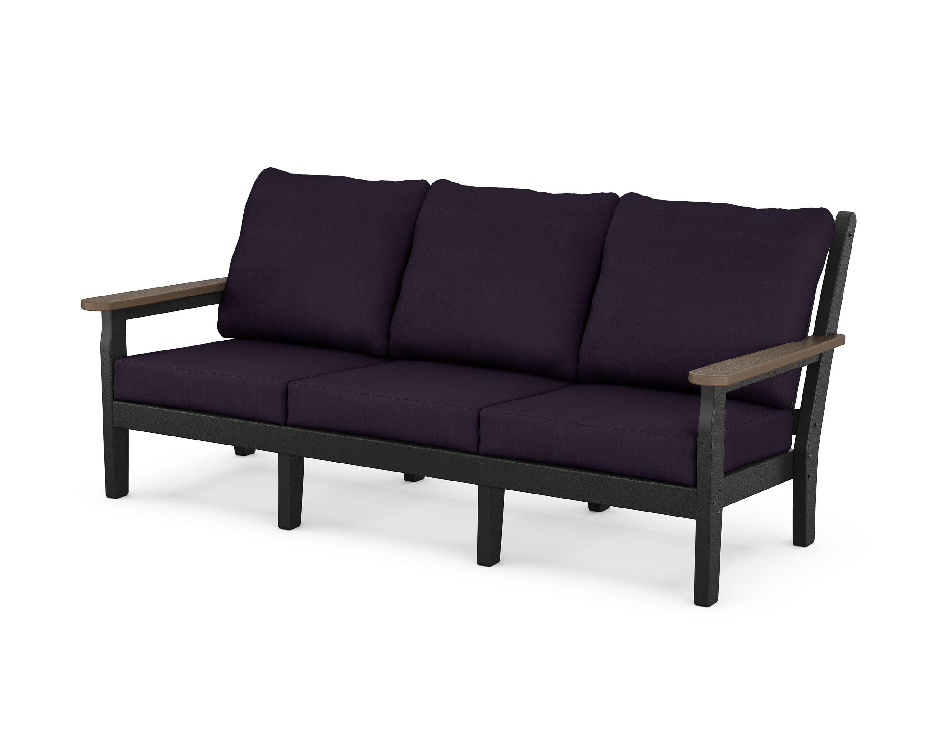 Chippendale Deep Seating Sofa in Black / Kona / Navy Linen