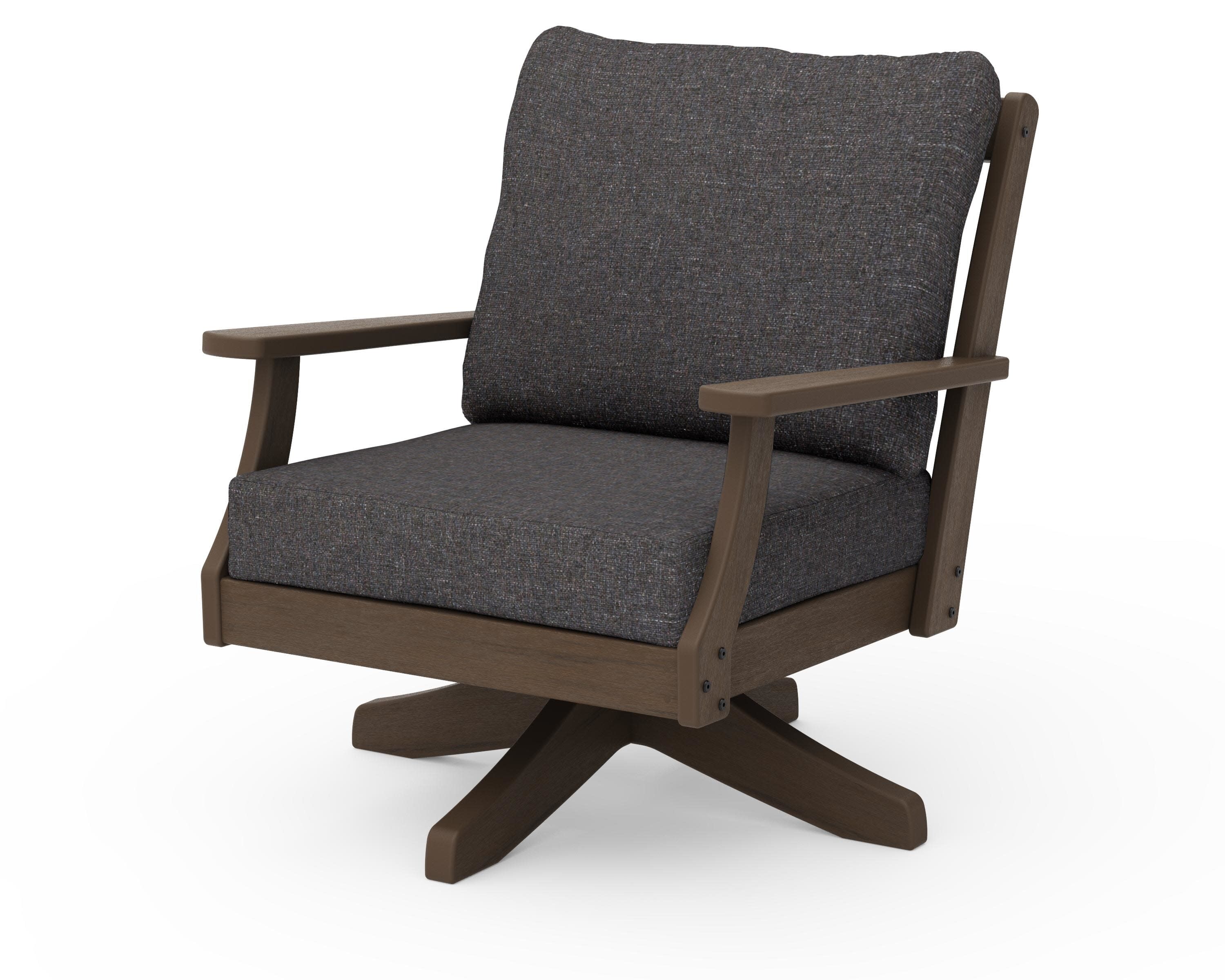 Braxton Deep Seating Swivel Chair in Kona / Ash Charcoal