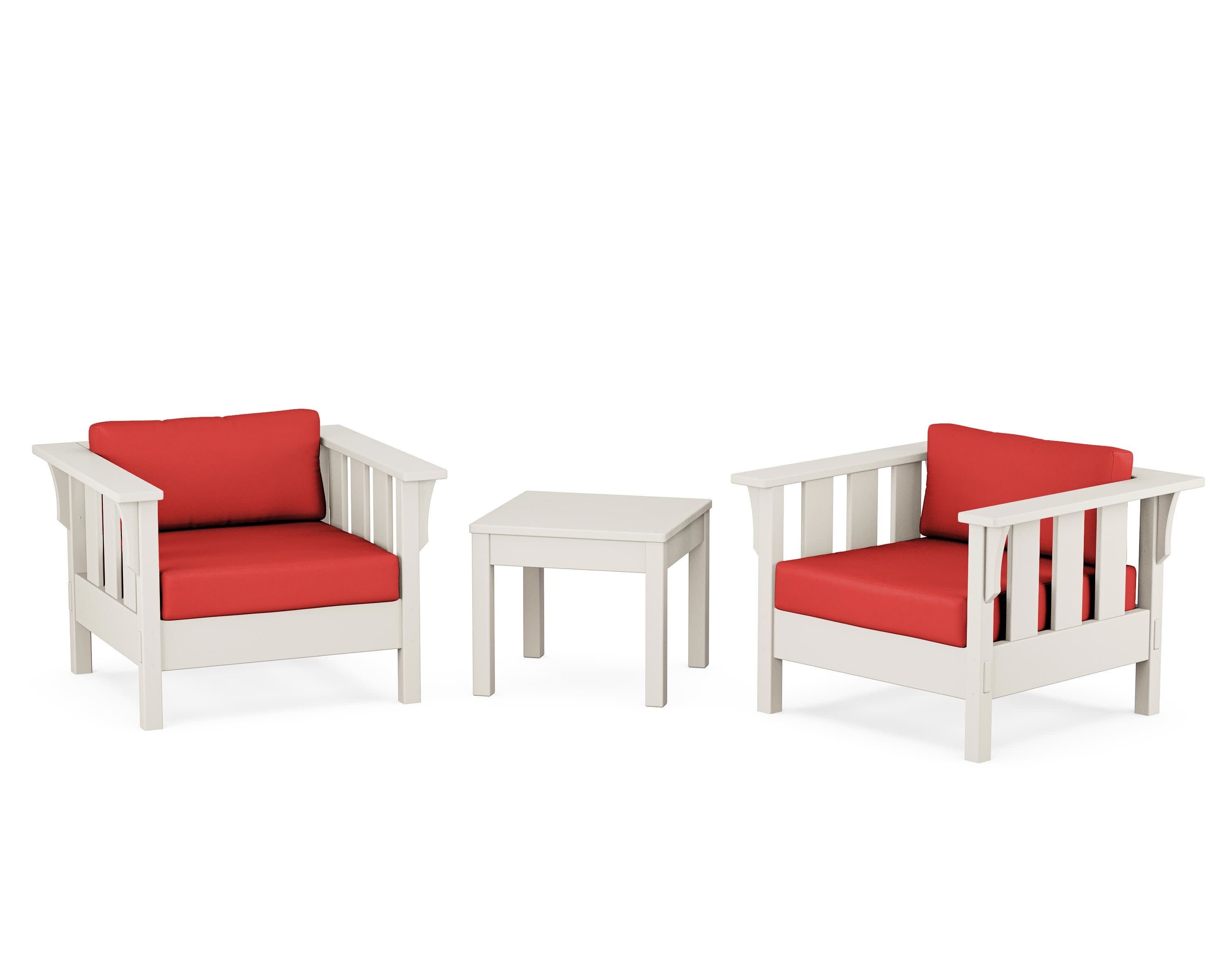 Acadia 3-Piece Deep Seating Set in Sand / Crimson Linen