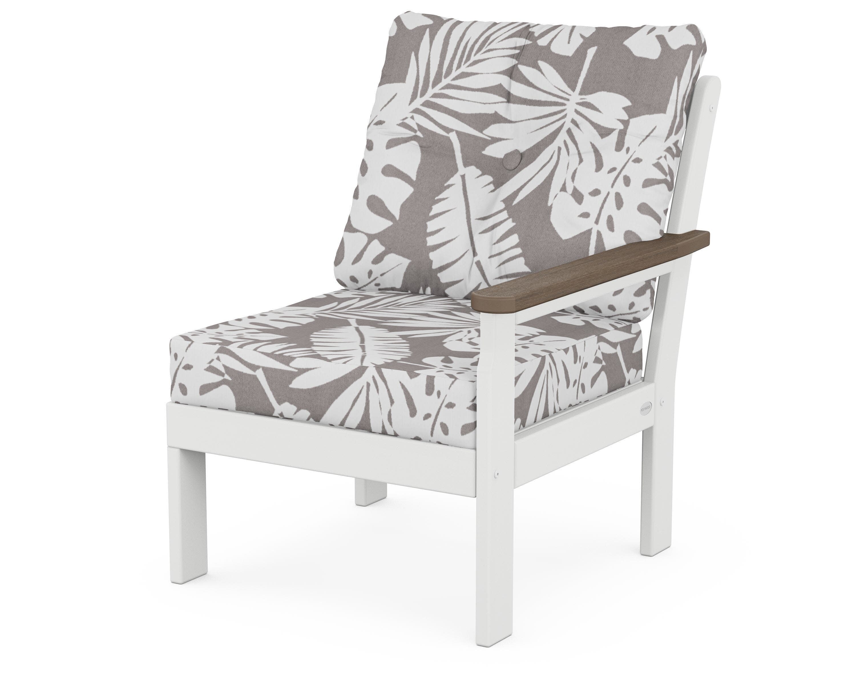 Vineyard Modular Right Arm Chair in White / Kona / Leaf Grey Mist