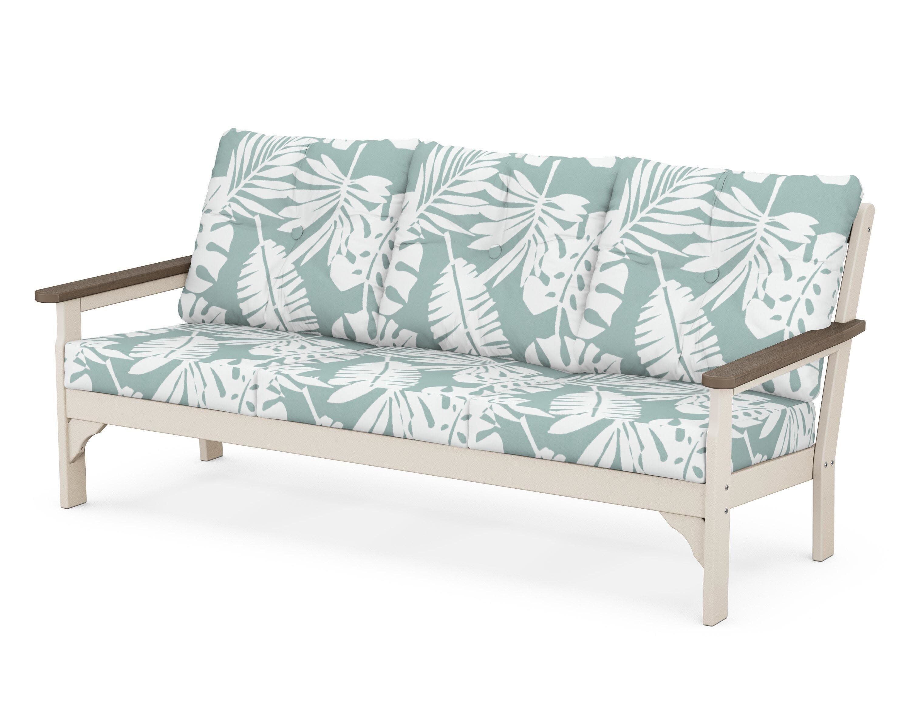 Vineyard Deep Seating Sofa in Sand / Kona / Leaf Glacier Spa