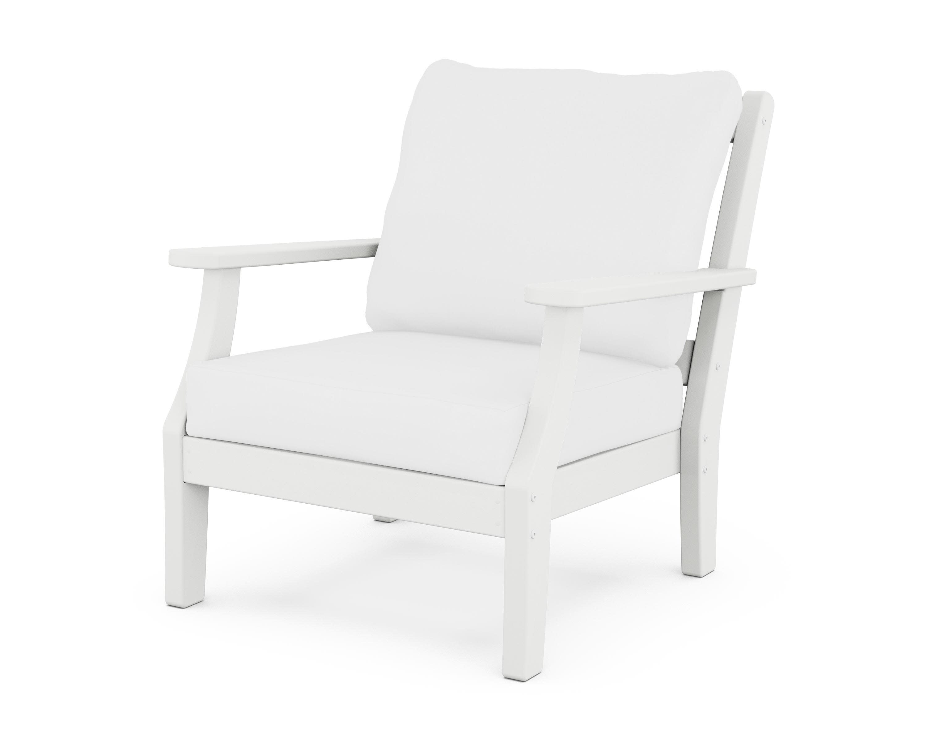 Chinoiserie Deep Seating Chair in White / Natural