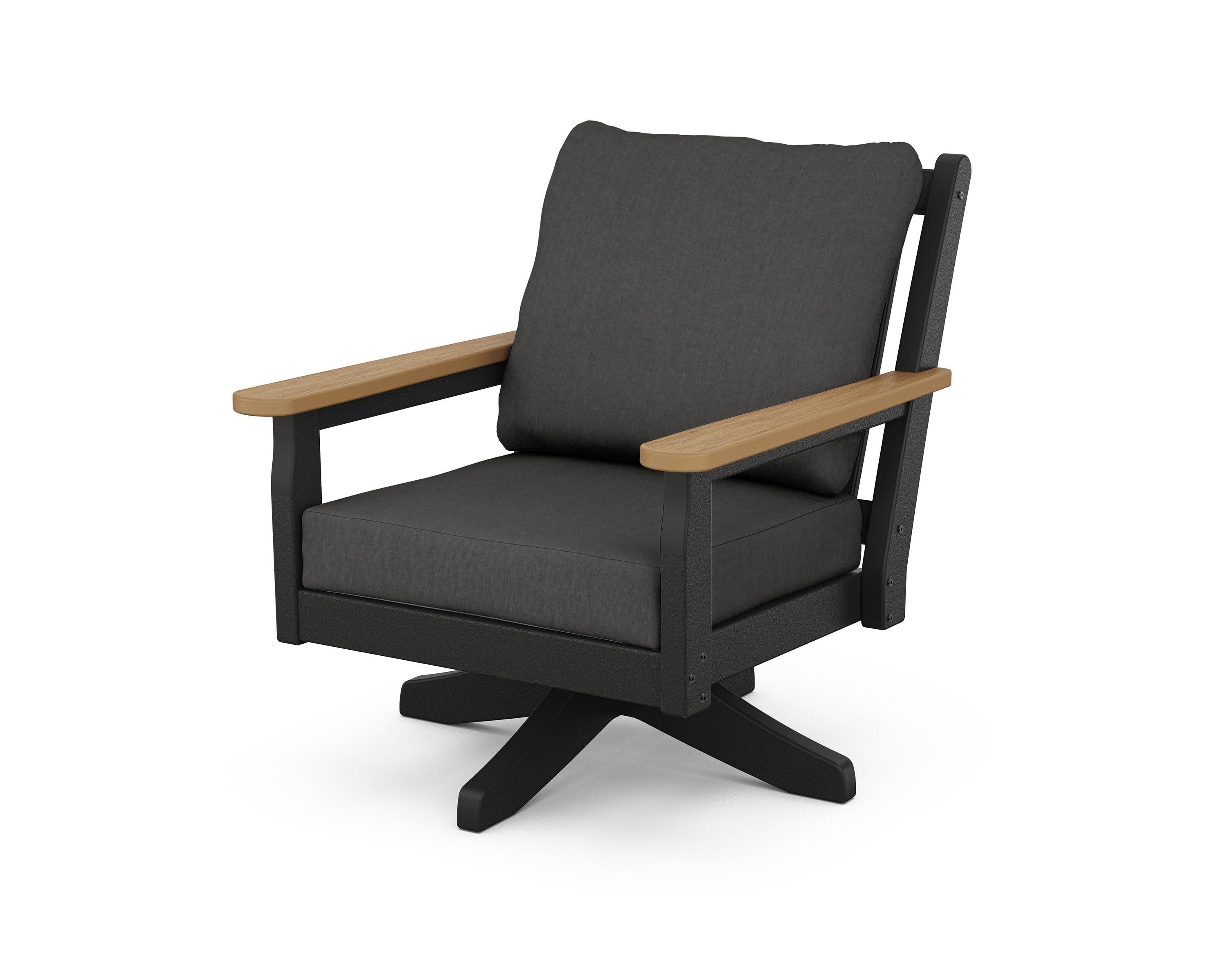 Chippendale Deep Seating Swivel Chair in Black / Natural / Spectrum Carbon