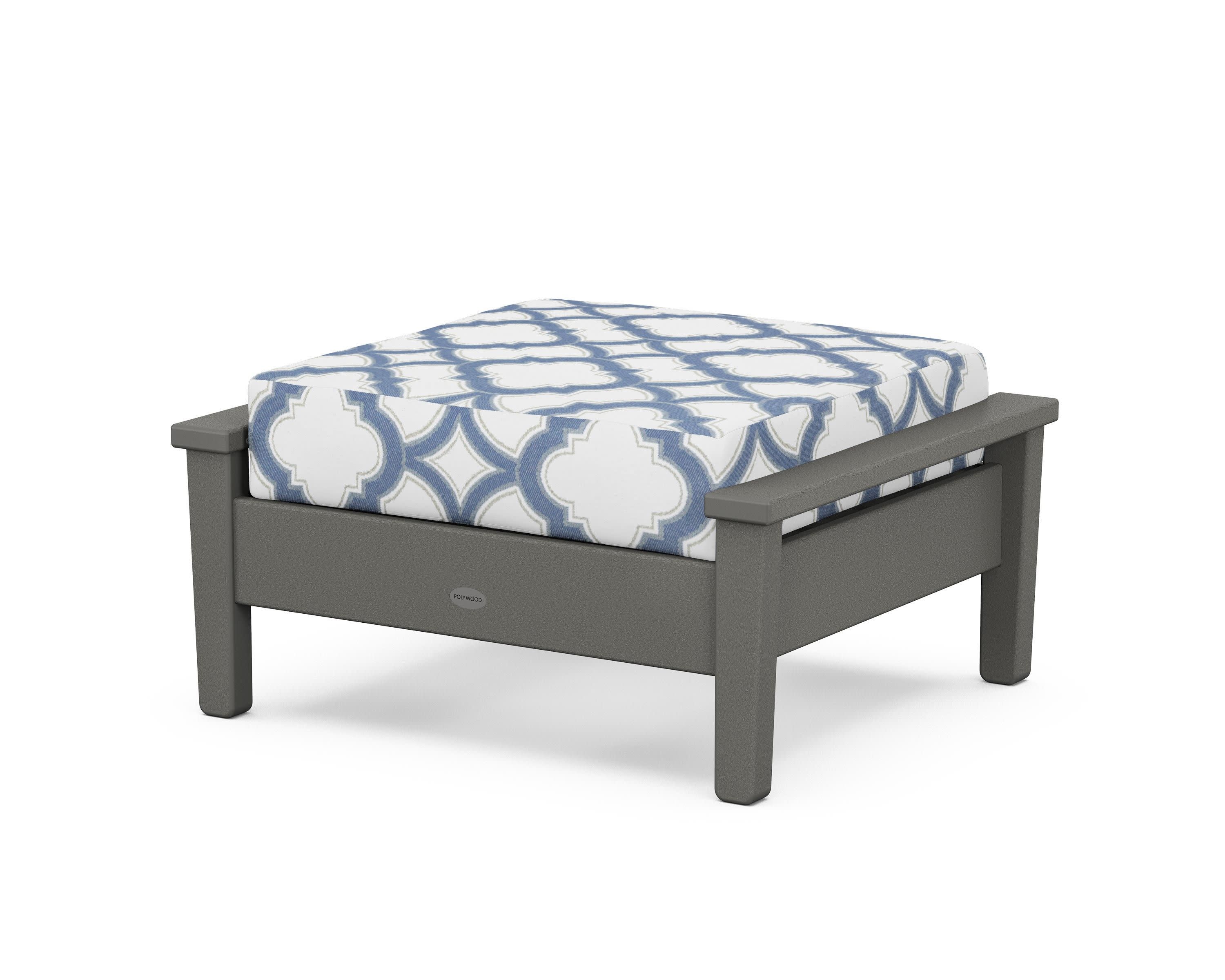 Prescott Deep Seating Ottoman in Slate Grey / Trellis Sky Blue