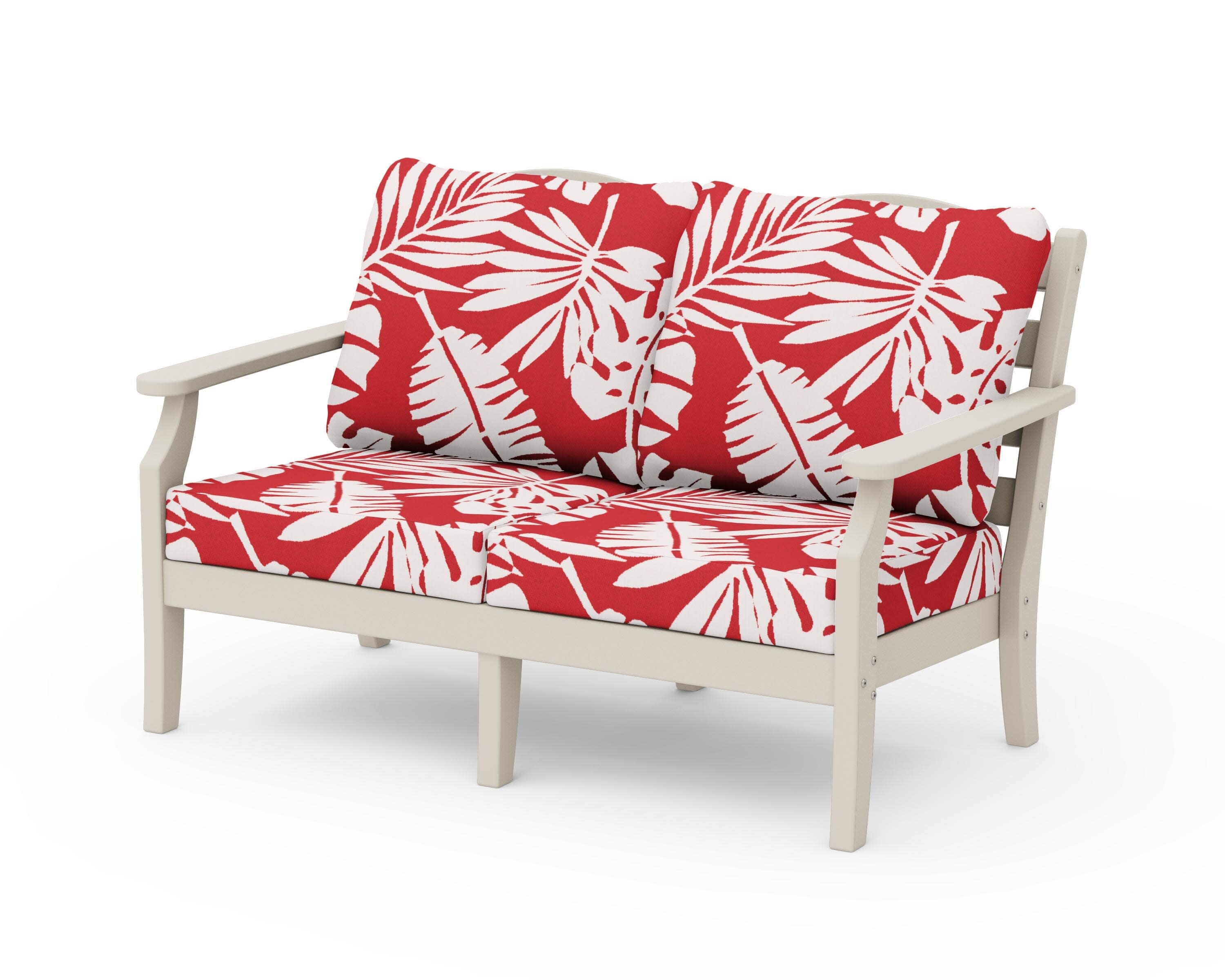 Savannah Deep Seating Loveseat in Sand / Leaf Crimson
