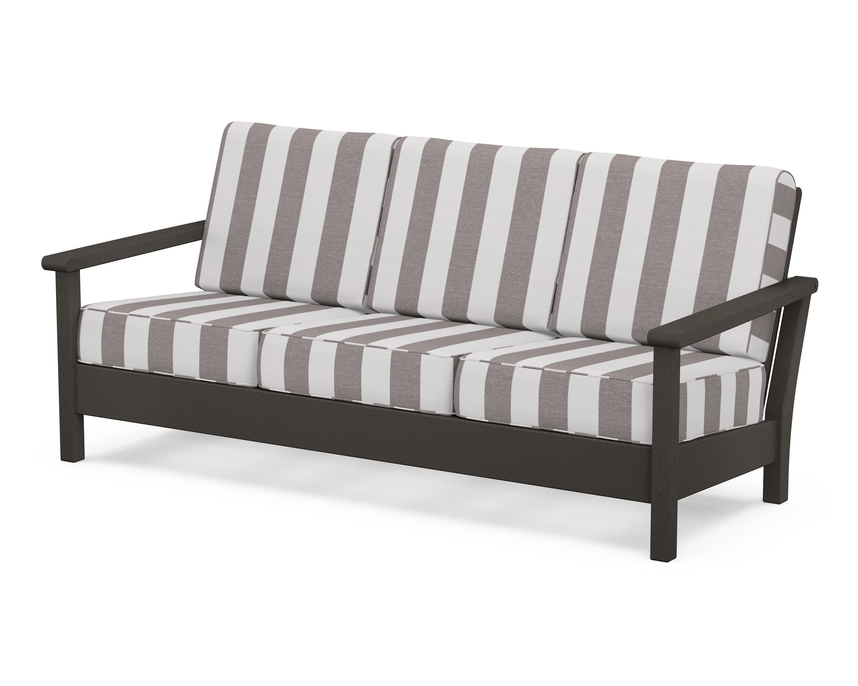 Harbour Deep Seating Sofa in Vintage Coffee / Cabana Stripe Grey Mist