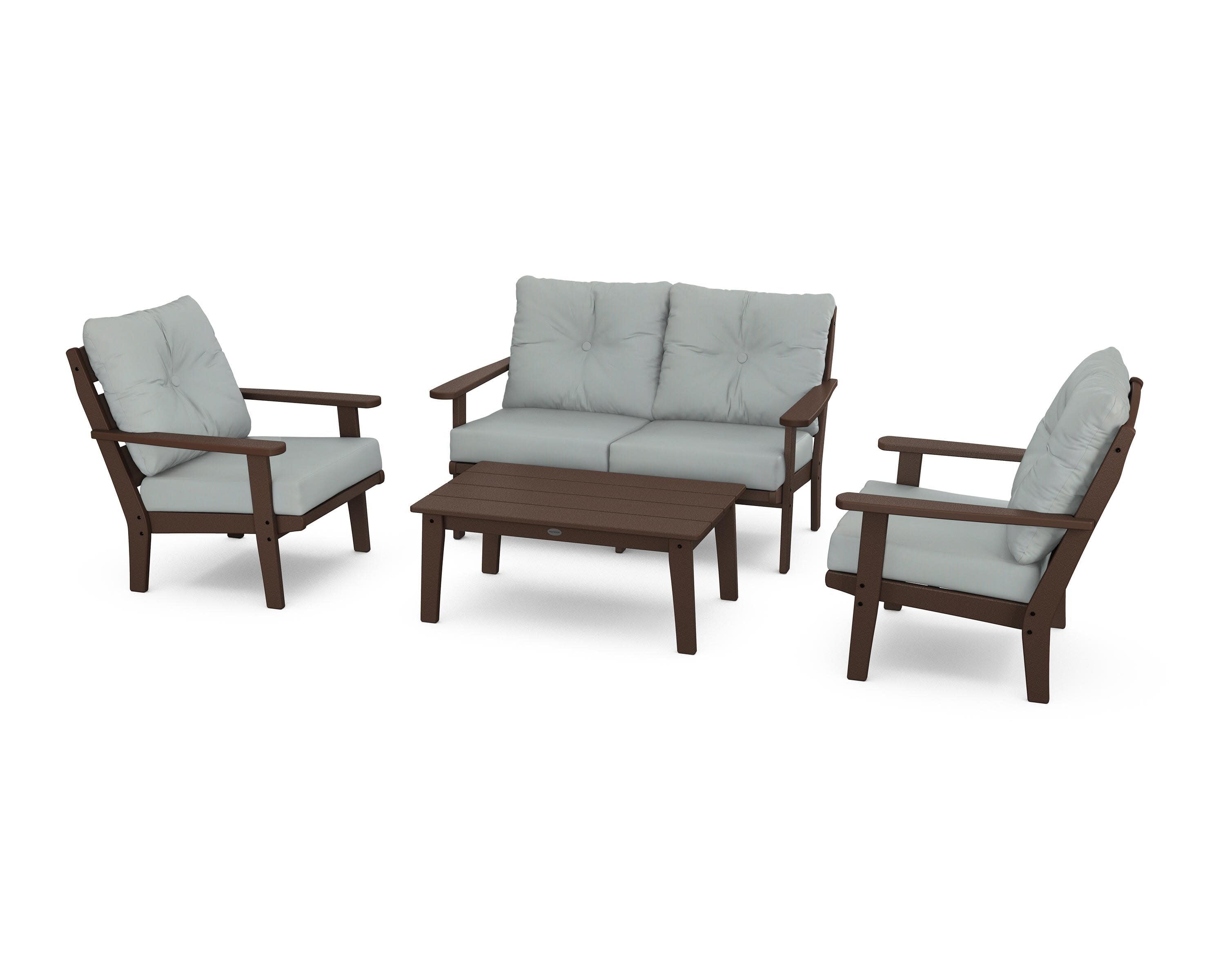 Lakeside 4-Piece Deep Seating Set in Mahogany / Spa