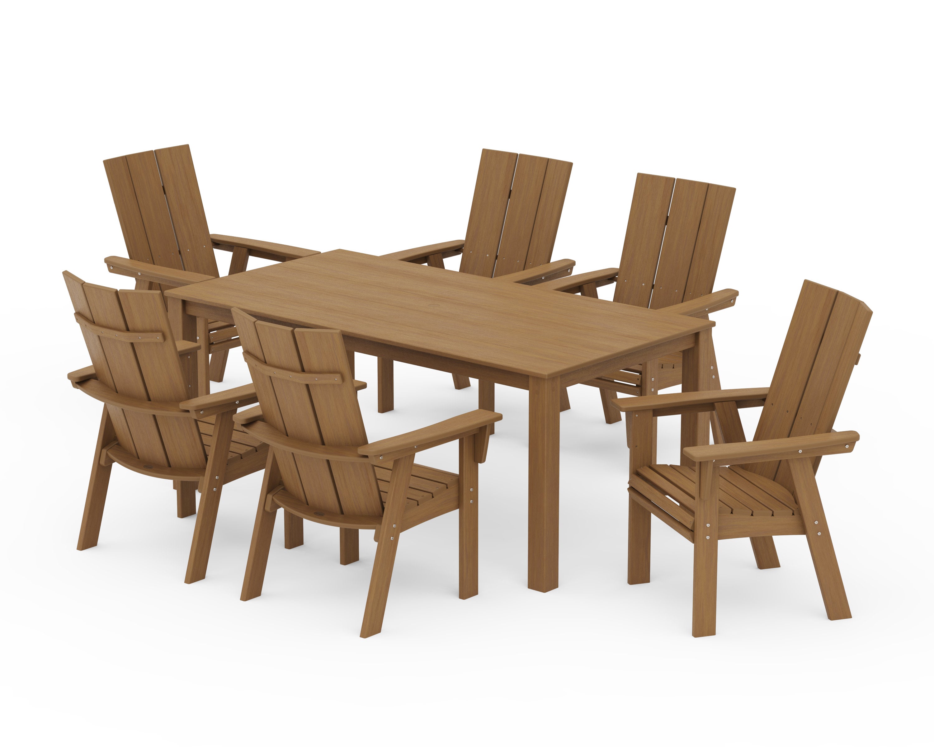 Modern Curveback Adirondack 7-Piece Parsons Dining Set in Natural