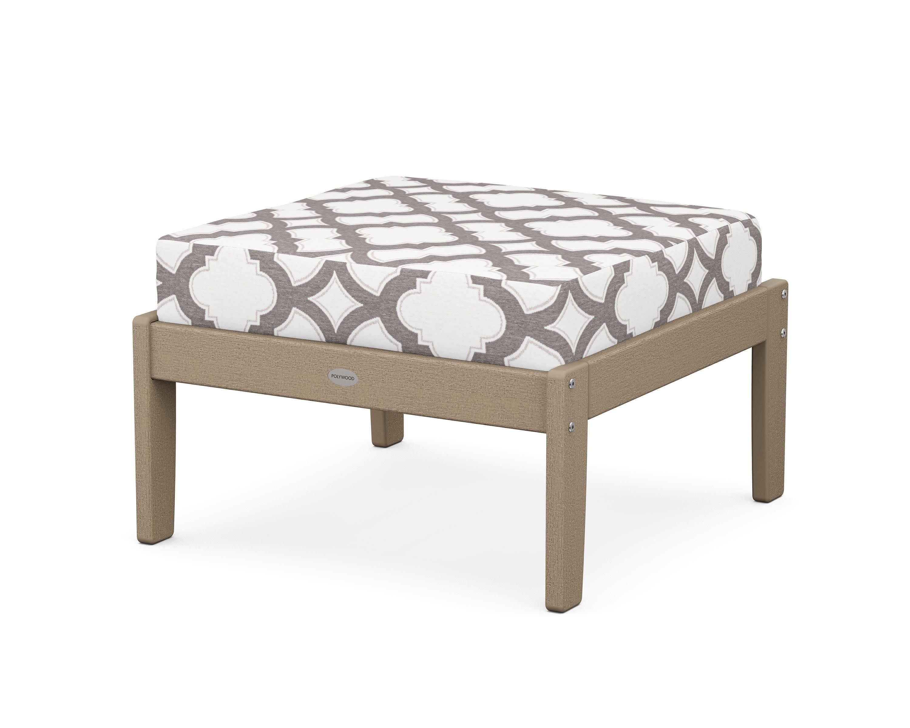 Braxton Deep Seating Ottoman in Vintage Sahara / Trellis Grey Mist