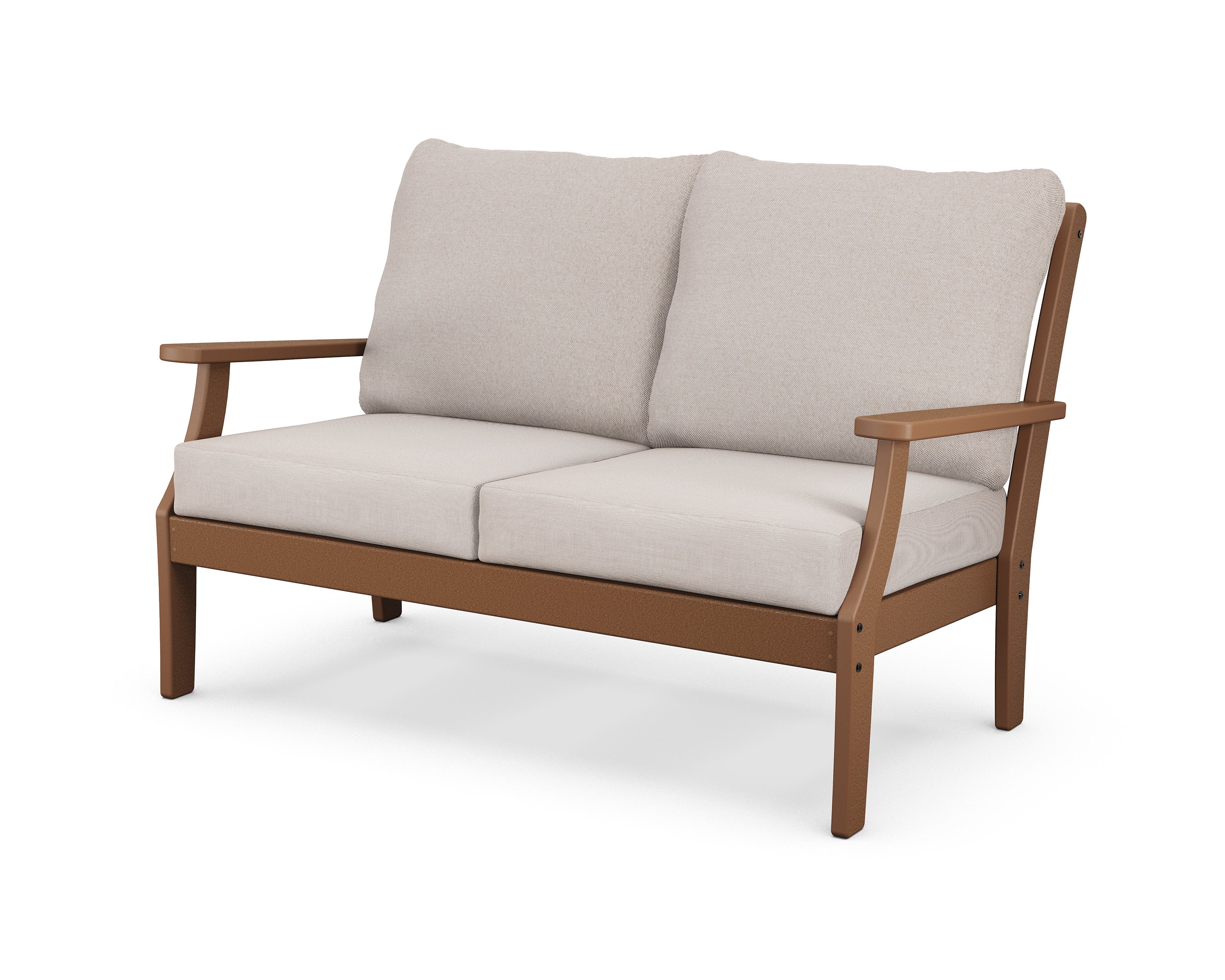 Braxton Deep Seating Loveseat in Teak / Dune Burlap