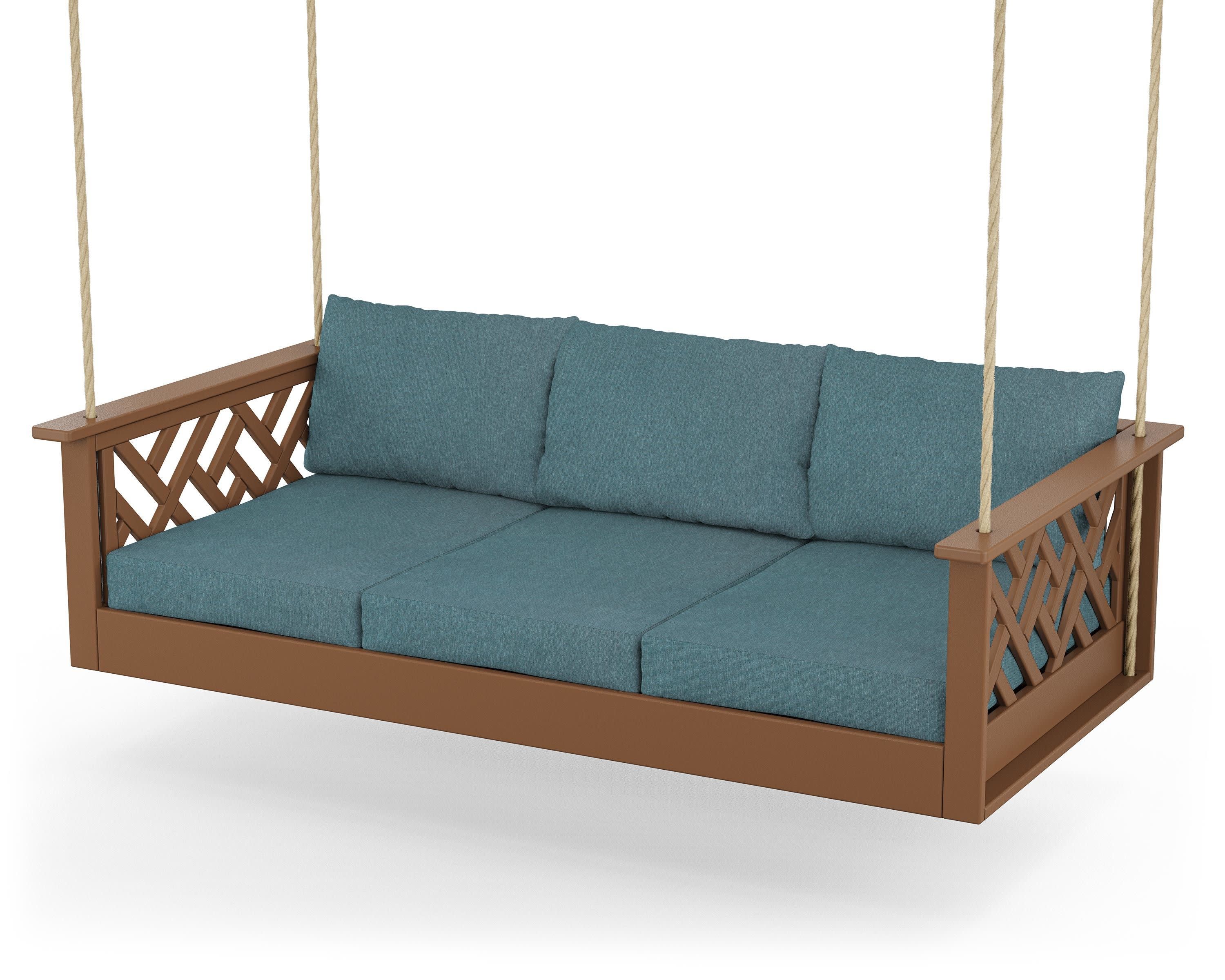 Chippendale Daybed Swing in Teak / Ocean Teal