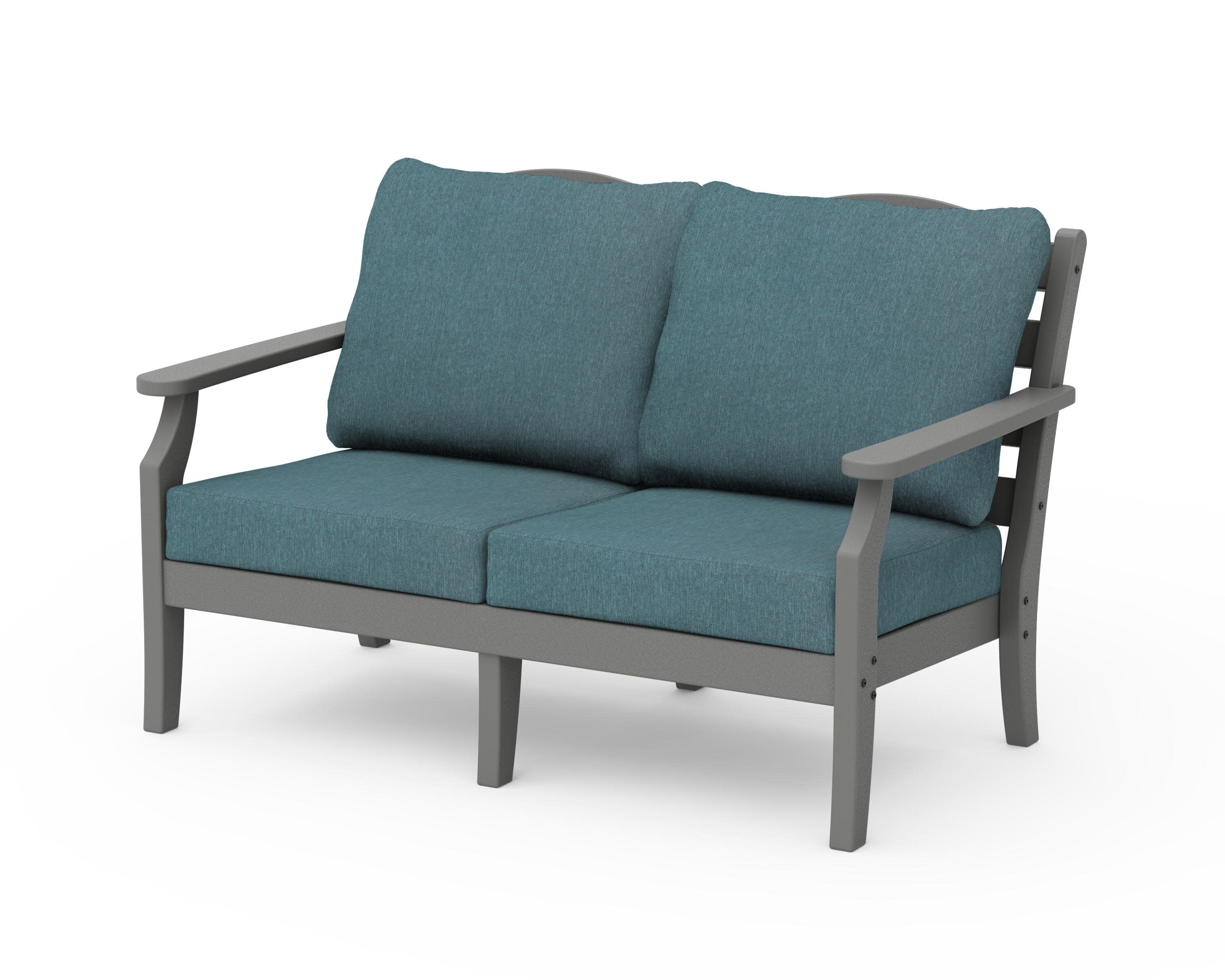 Savannah Deep Seating Loveseat in Slate Grey / Ocean Teal
