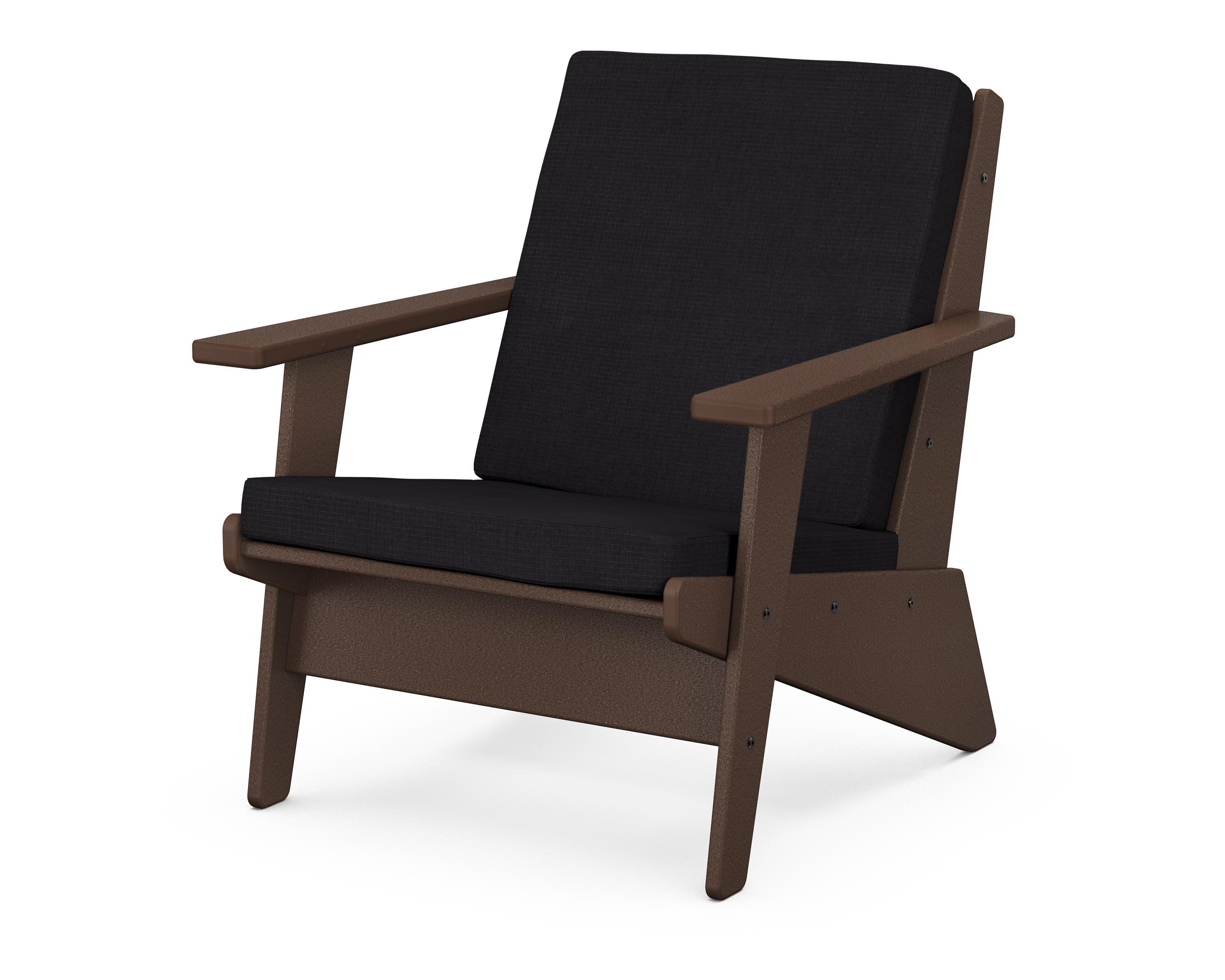 Riviera Modern Lounge Chair in Mahogany / Midnight Linen
