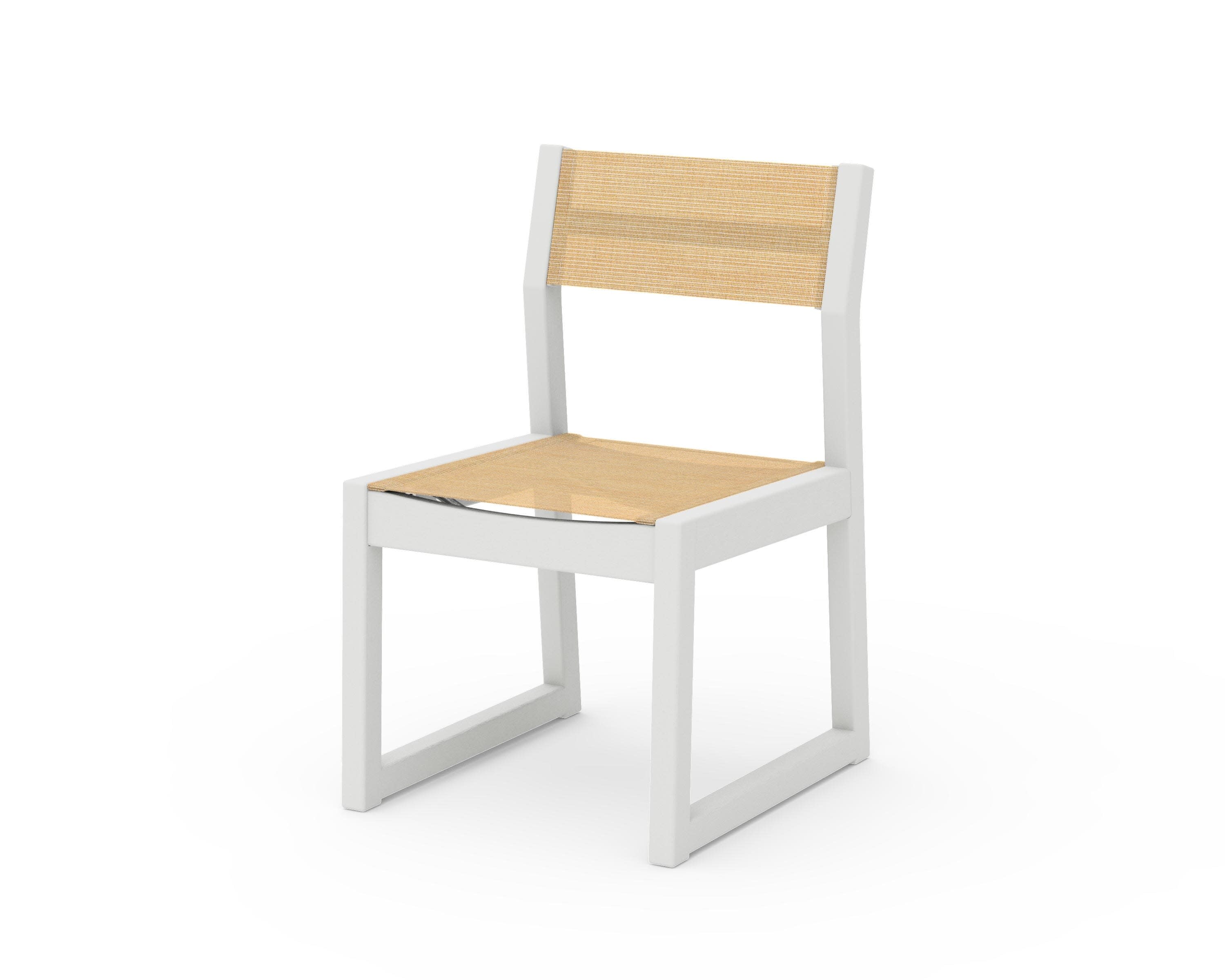 EDGE Sling Dining Side Chair in Vintage White / Dupioni Apricot Sling