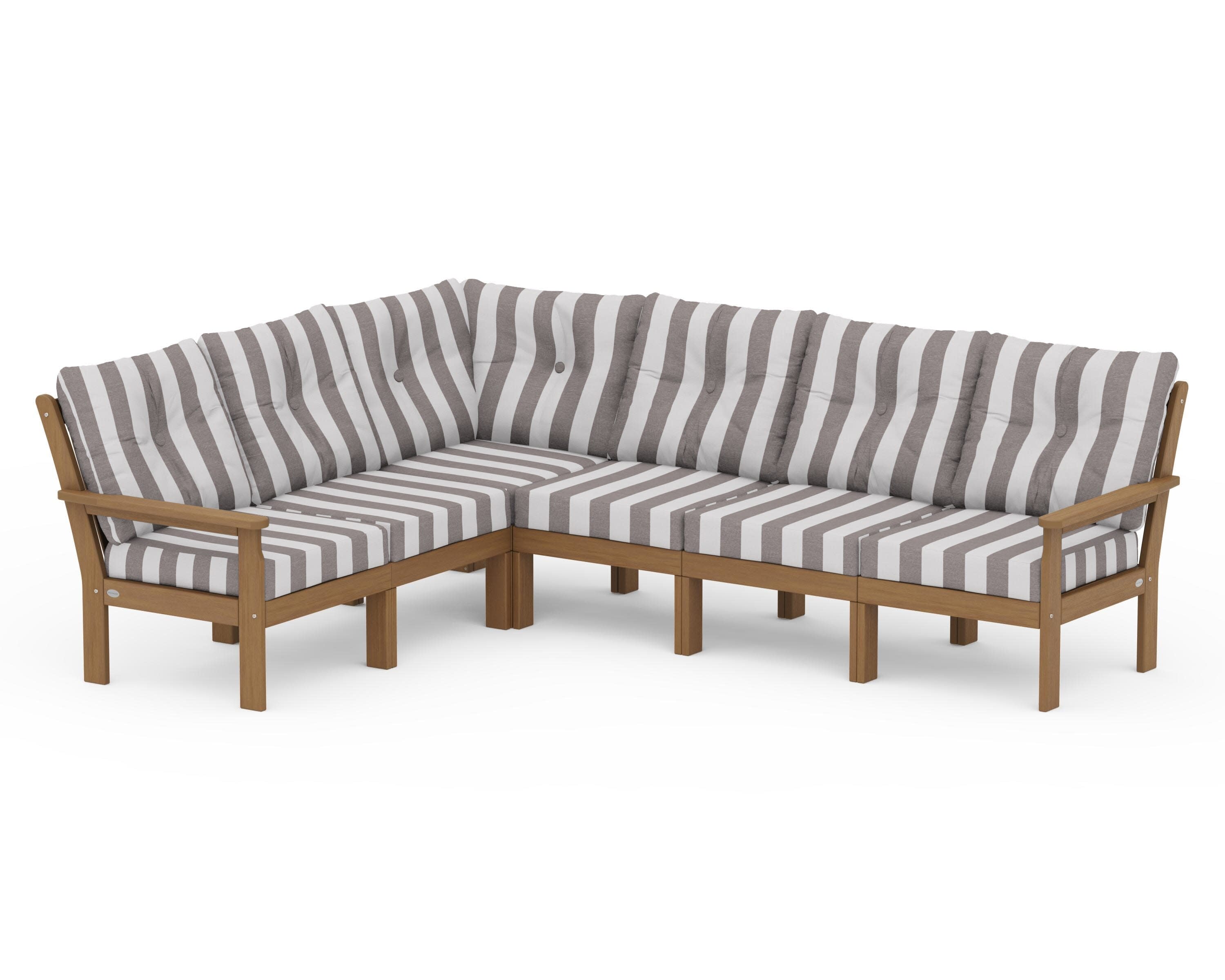 Vineyard 6-Piece Sectional in Natural / Cabana Stripe Grey Mist