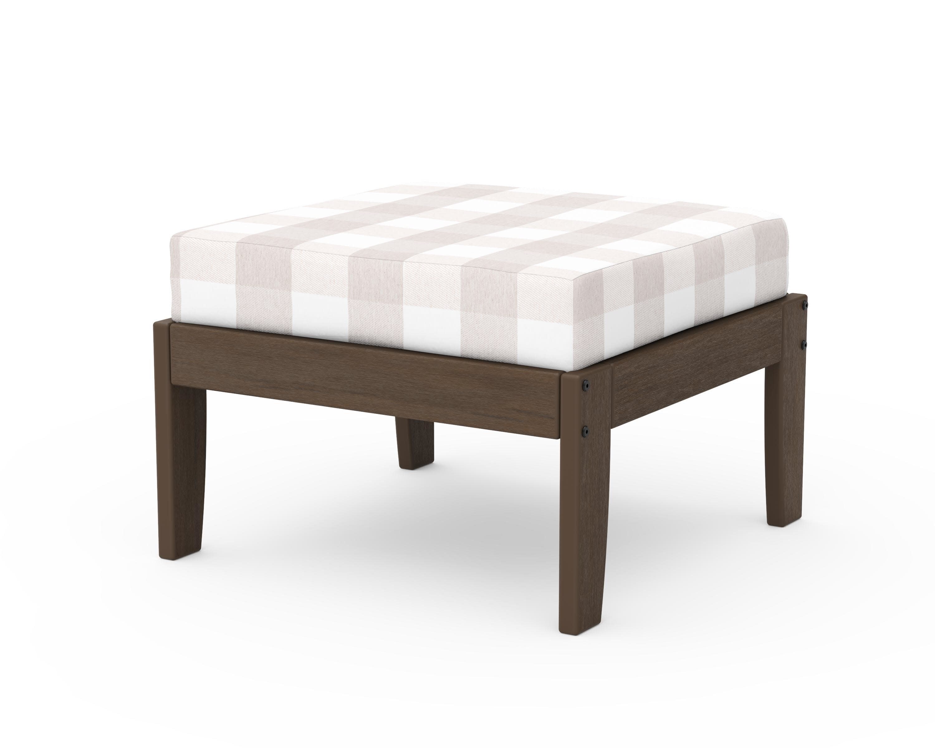 Modular Ottoman - Classic in Kona / Buffalo Plaid Dune Burlap