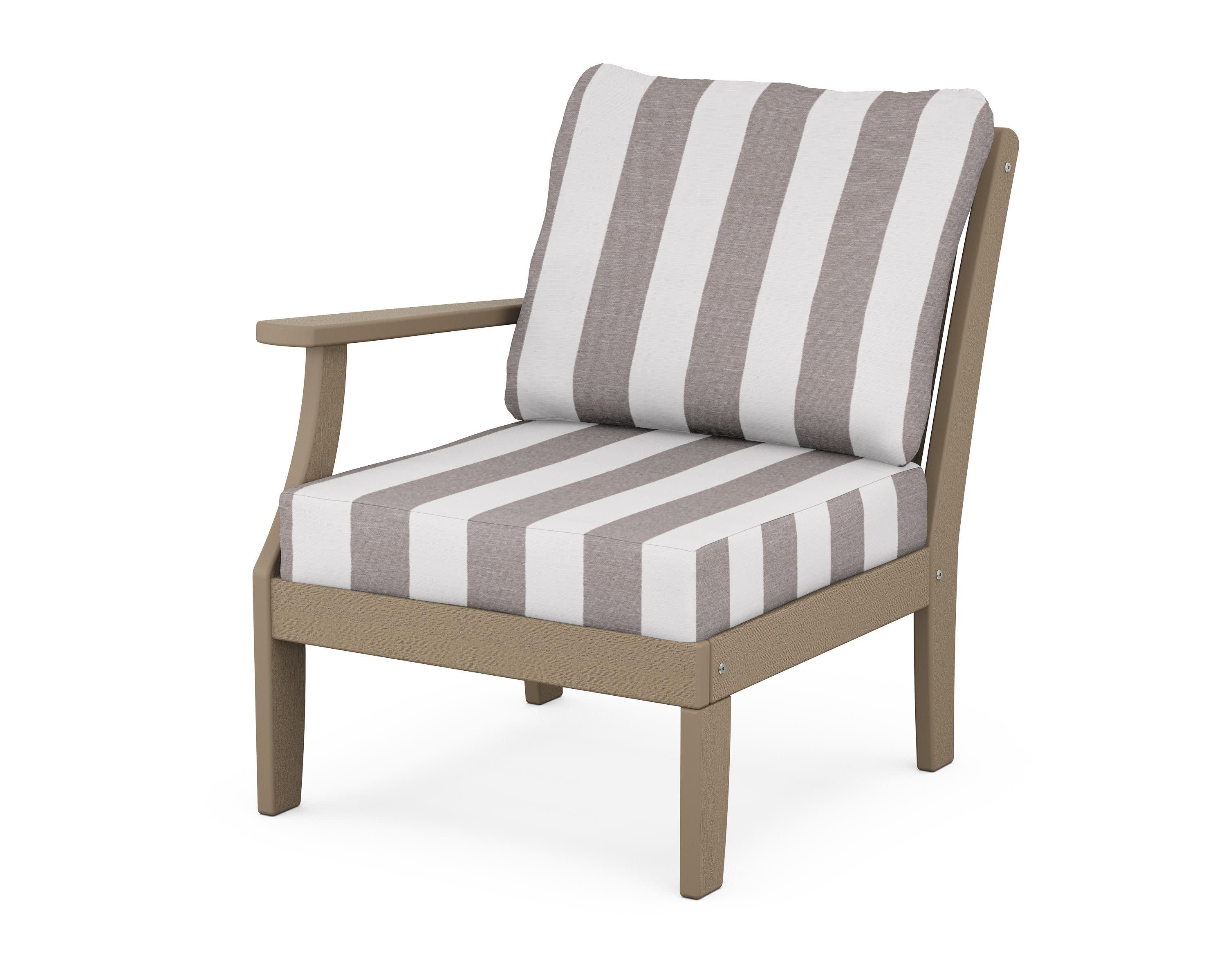 Braxton Modular Left Arm Chair in Vintage Sahara / Cabana Stripe Grey Mist