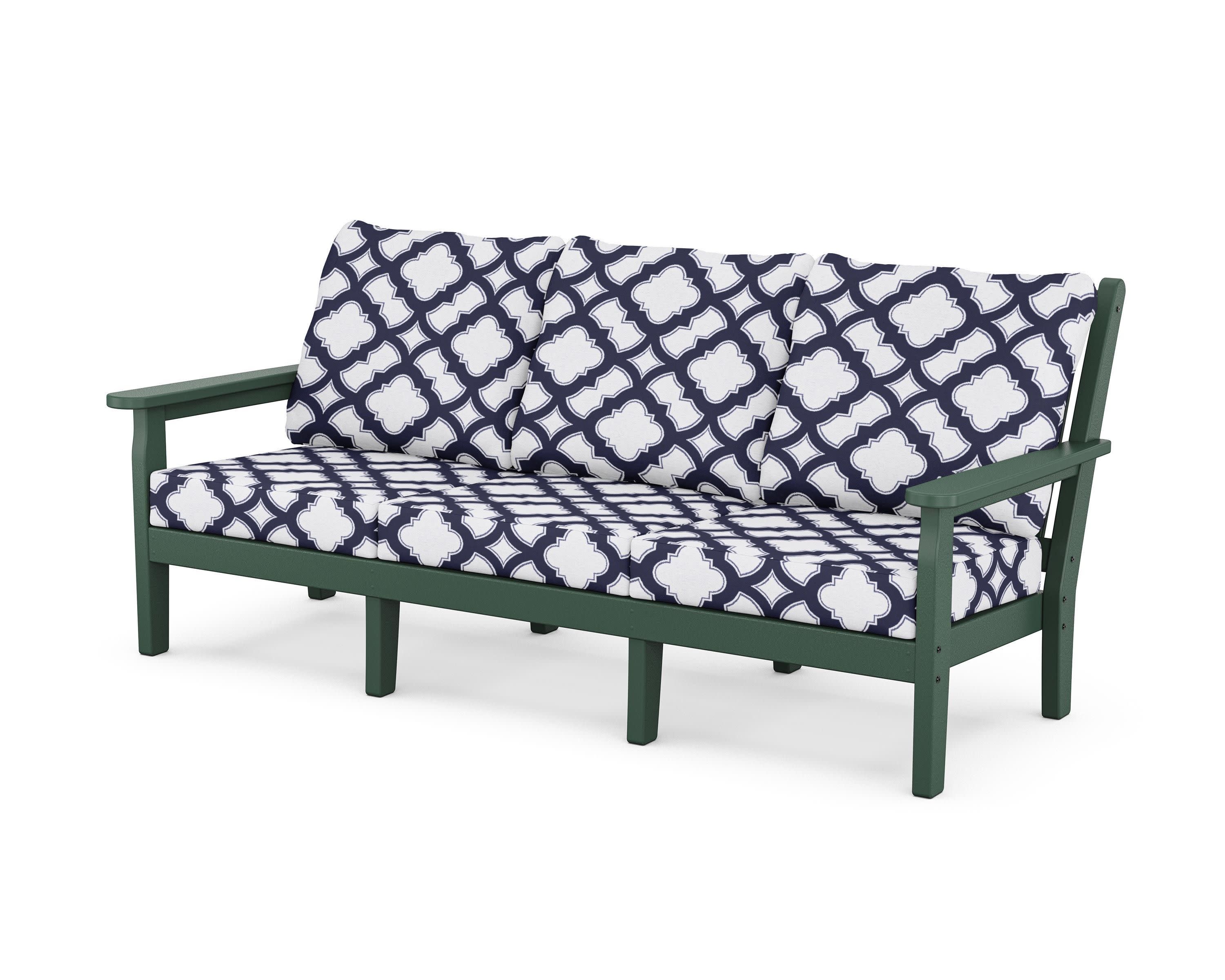 Chippendale Deep Seating Sofa in Green / Trellis Navy