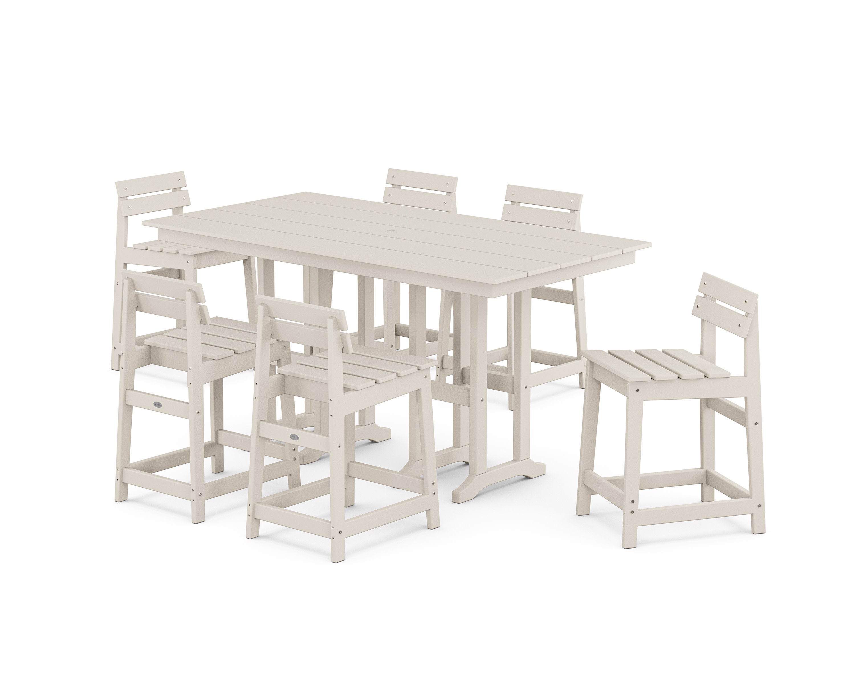 Modern Studio Plaza Lowback Counter Chair 7-Piece Set in Sand