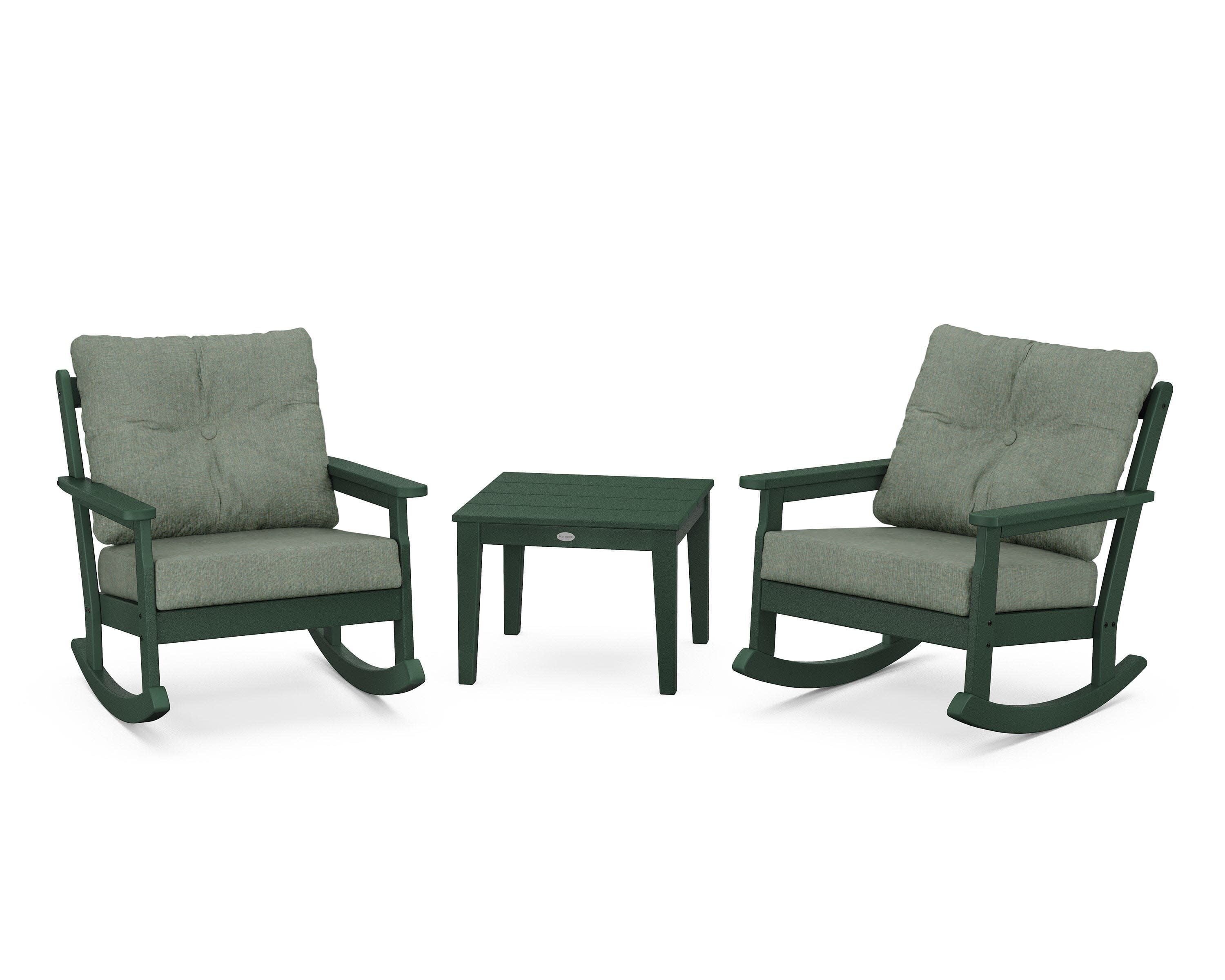 Vineyard 3-Piece Deep Seating Rocker Set in Green / Cast Sage