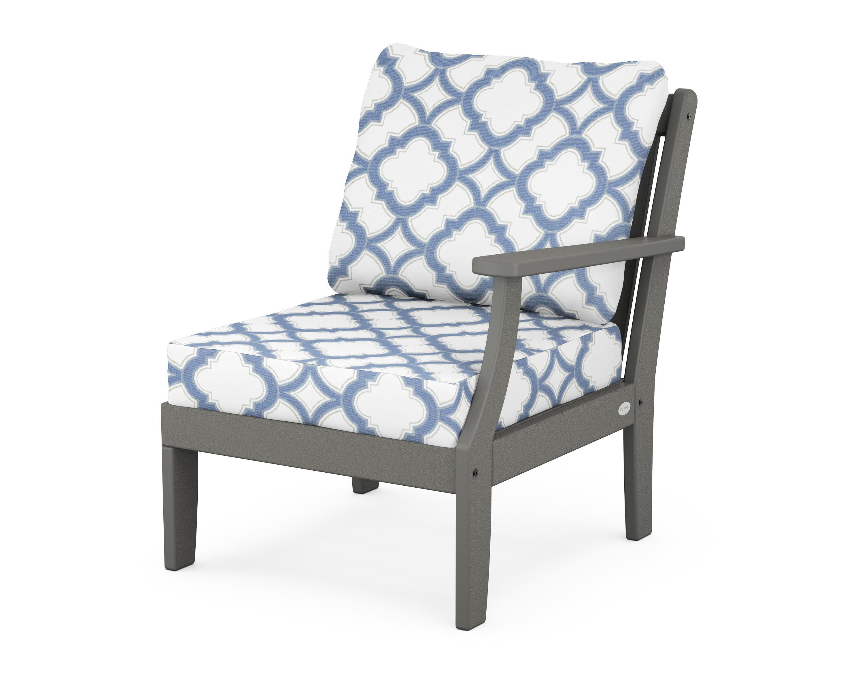Braxton Modular Right Arm Chair in Slate Grey / Trellis Sky Blue