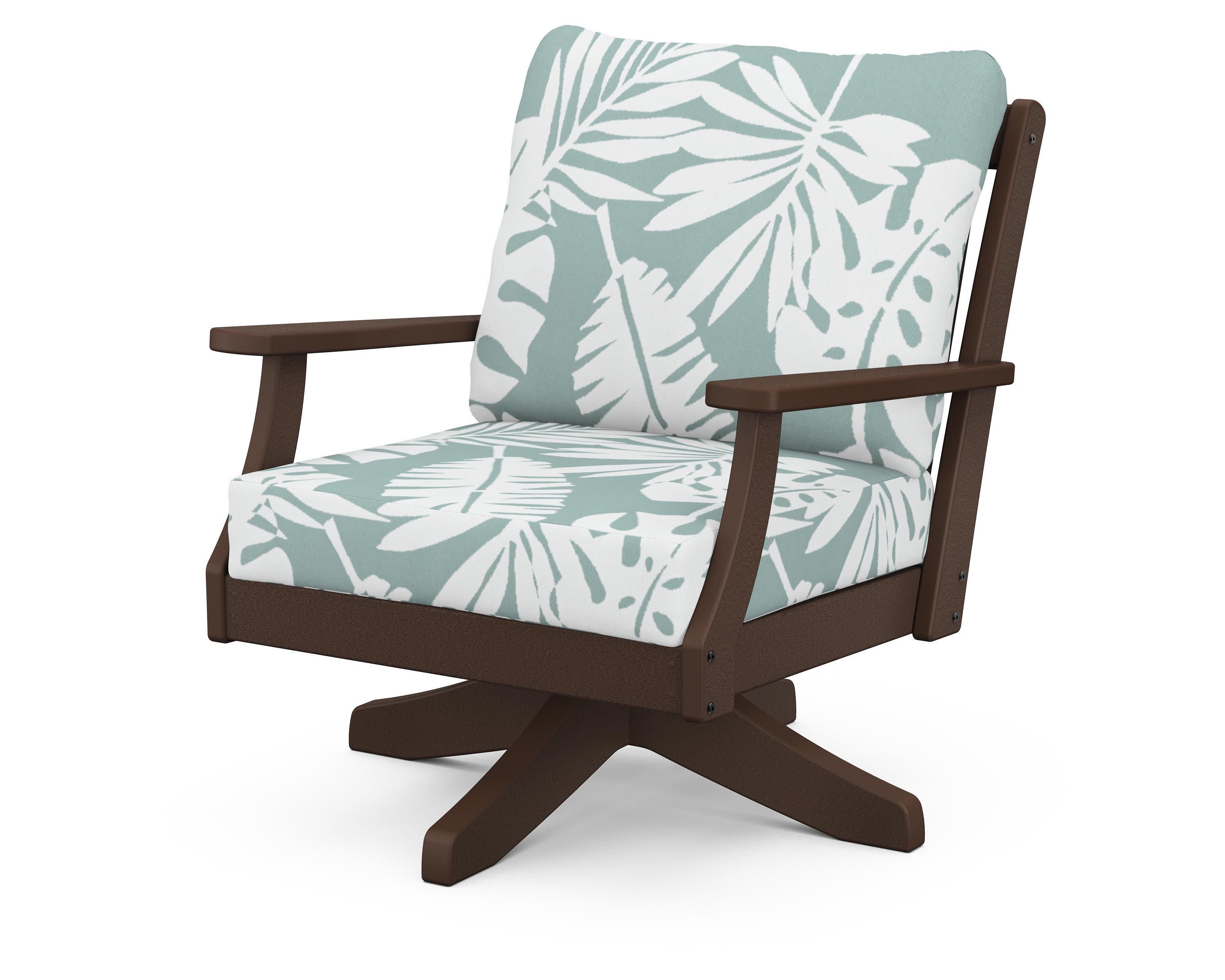 Braxton Deep Seating Swivel Chair in Mahogany / Leaf Glacier Spa