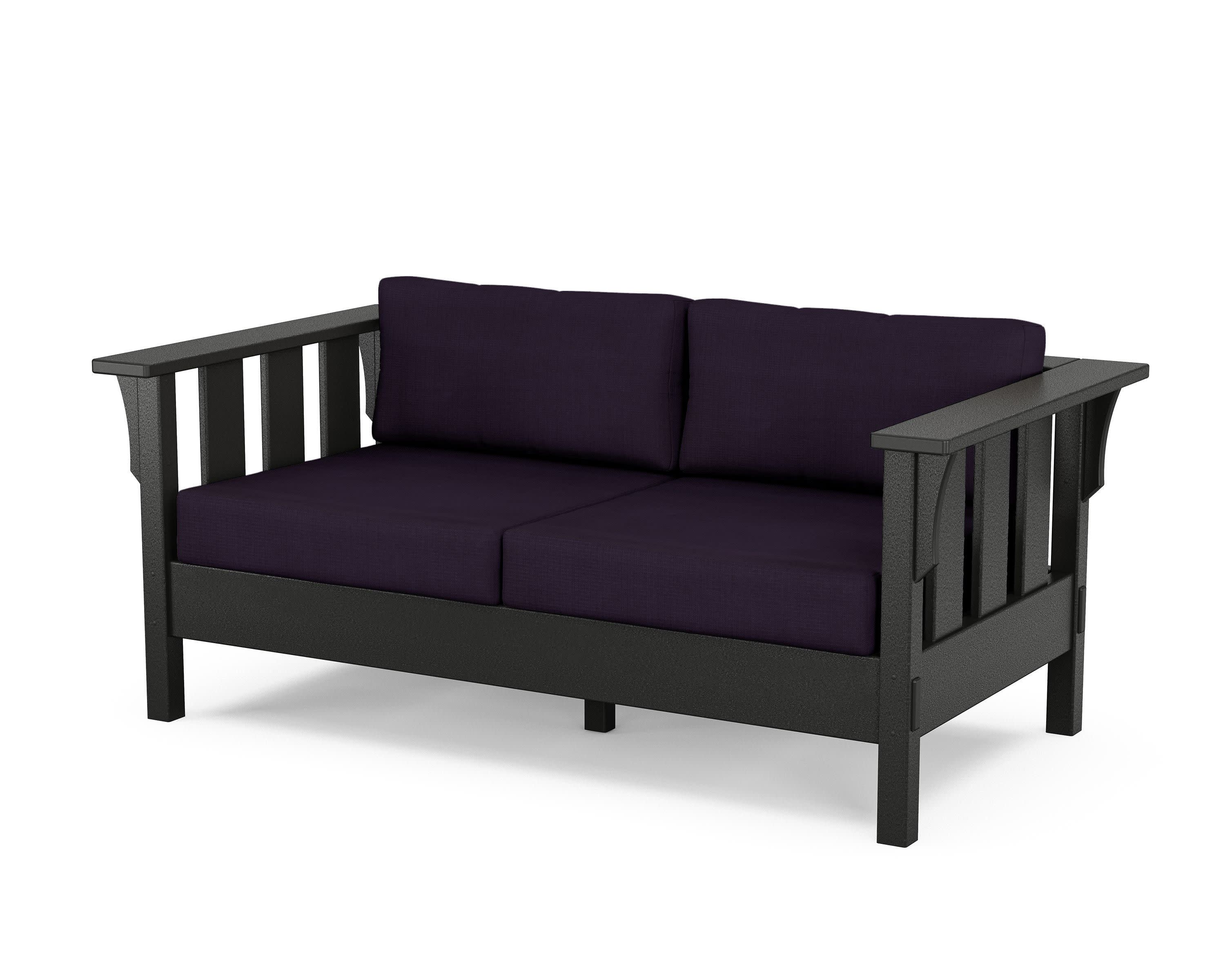 Acadia Deep Seating Loveseat in Black / Navy Linen
