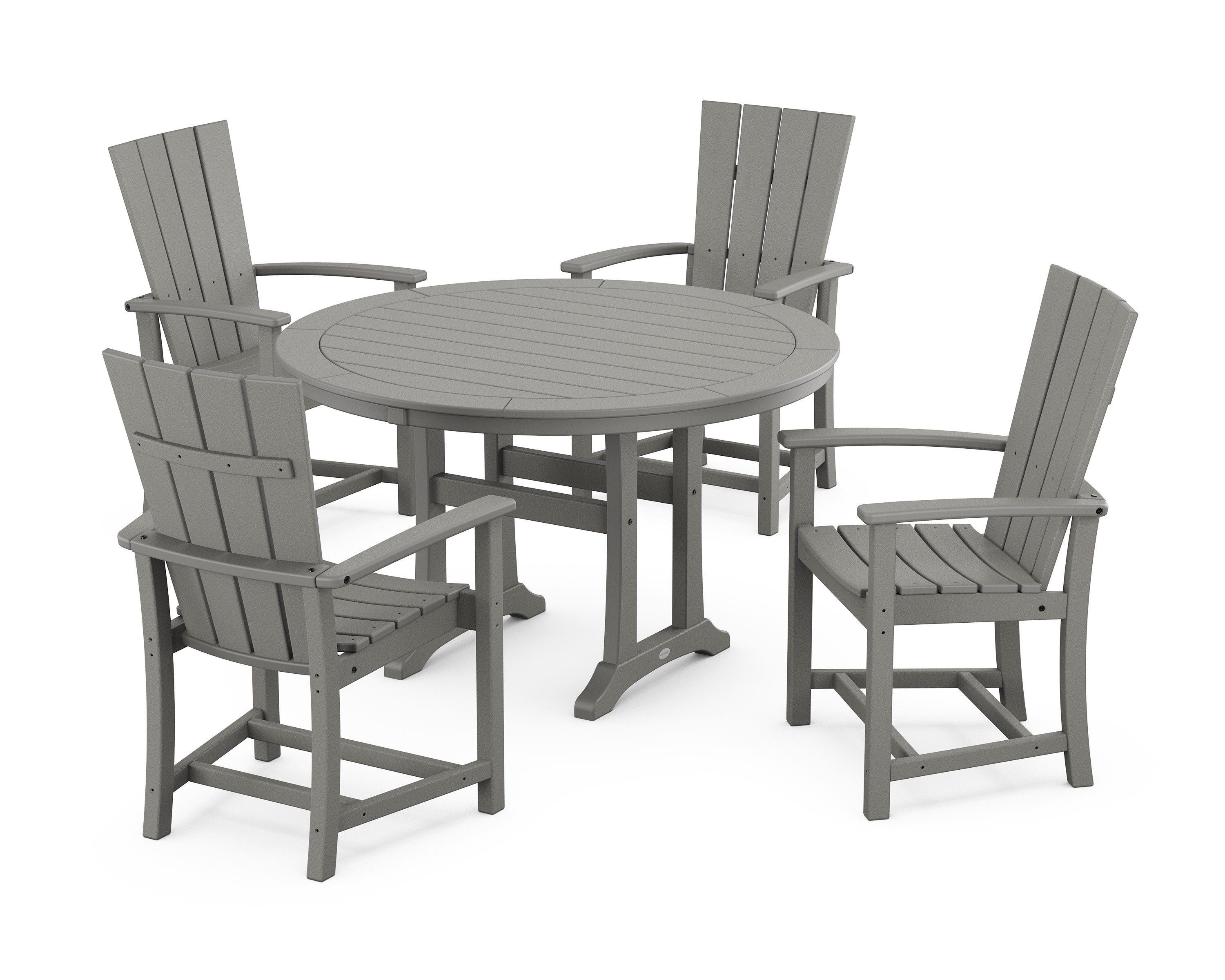 Quattro 5-Piece Round Dining Set with Trestle Legs in Slate Grey