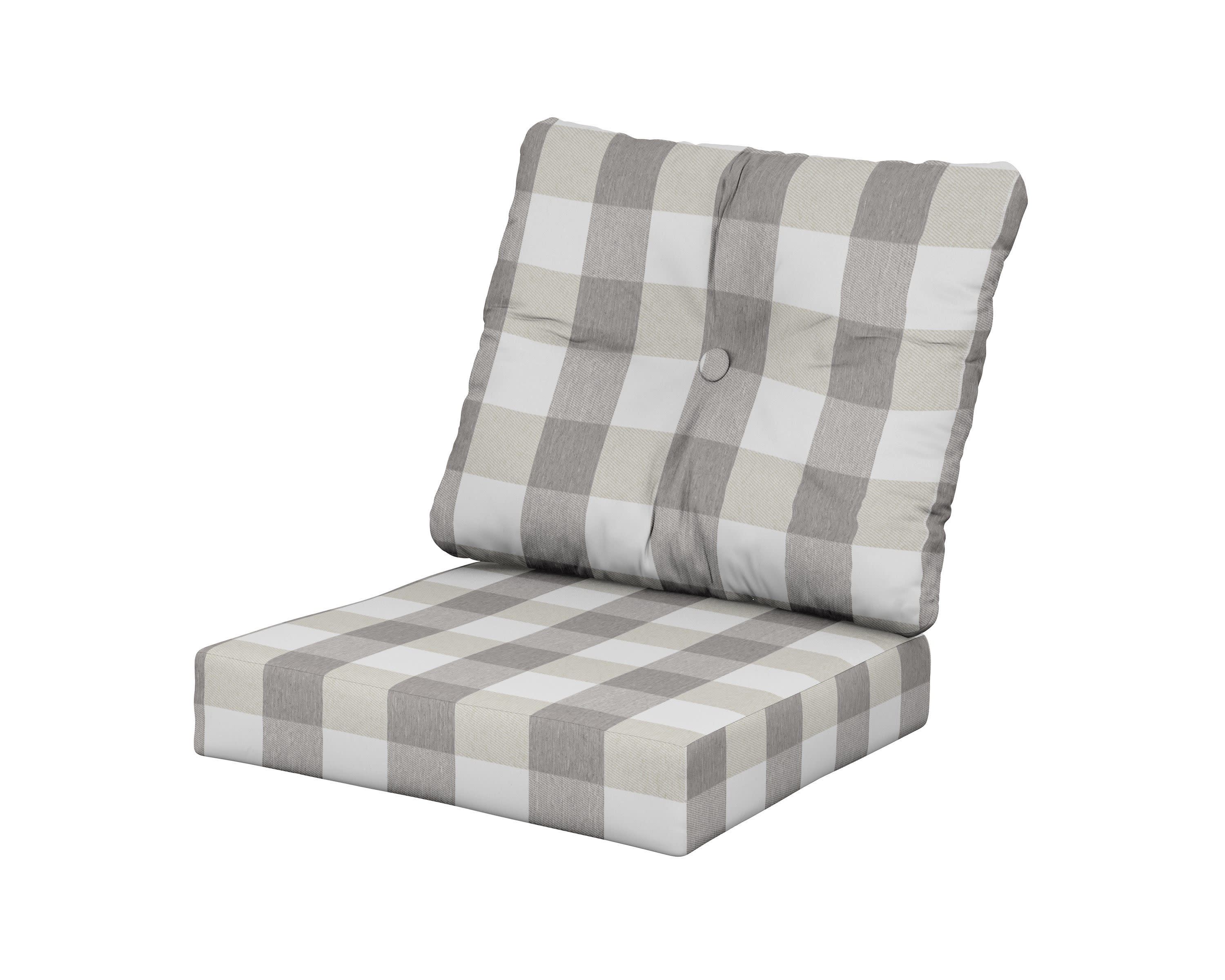 Vineyard Seat/Back Cushion in Buffalo Plaid Grey Mist