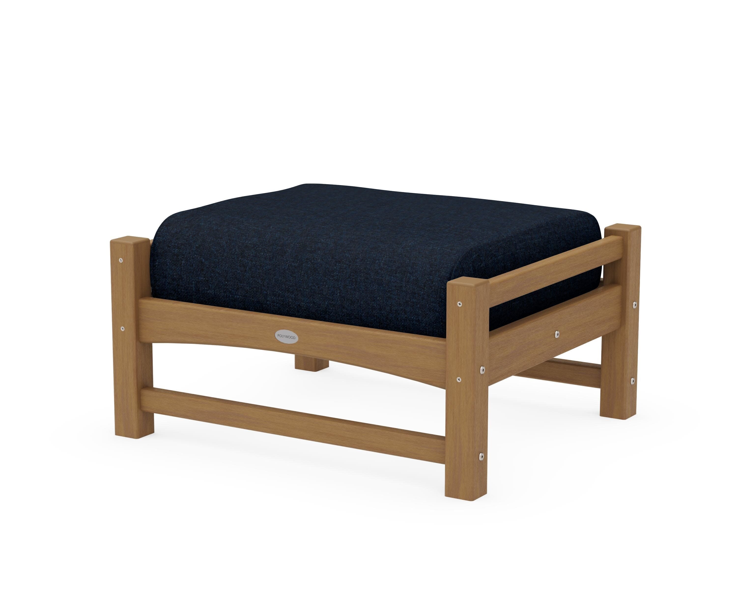 Club Ottoman in Natural / Marine Indigo