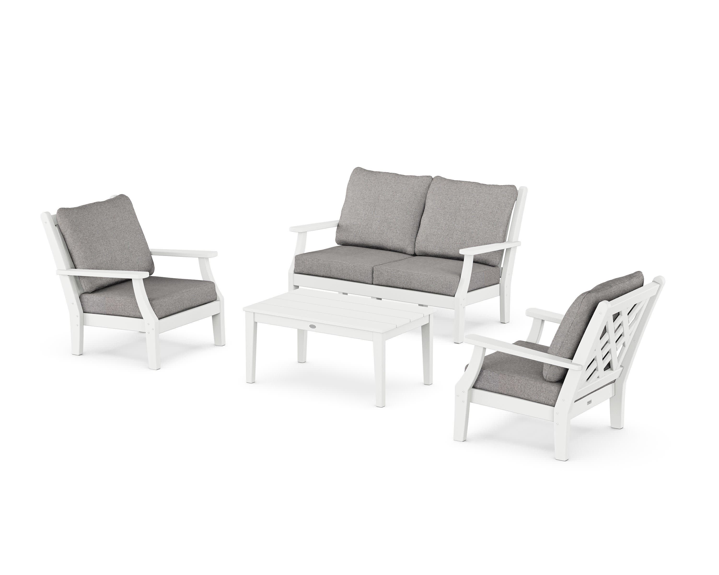 Wovendale 4-Piece Deep Seating Set with Loveseat in White / Grey Mist